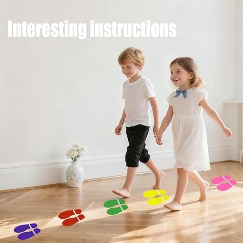 30 Pairs Colorful Footprint Stickers – 7" Decals for Floor, Wall, Stairs, Party