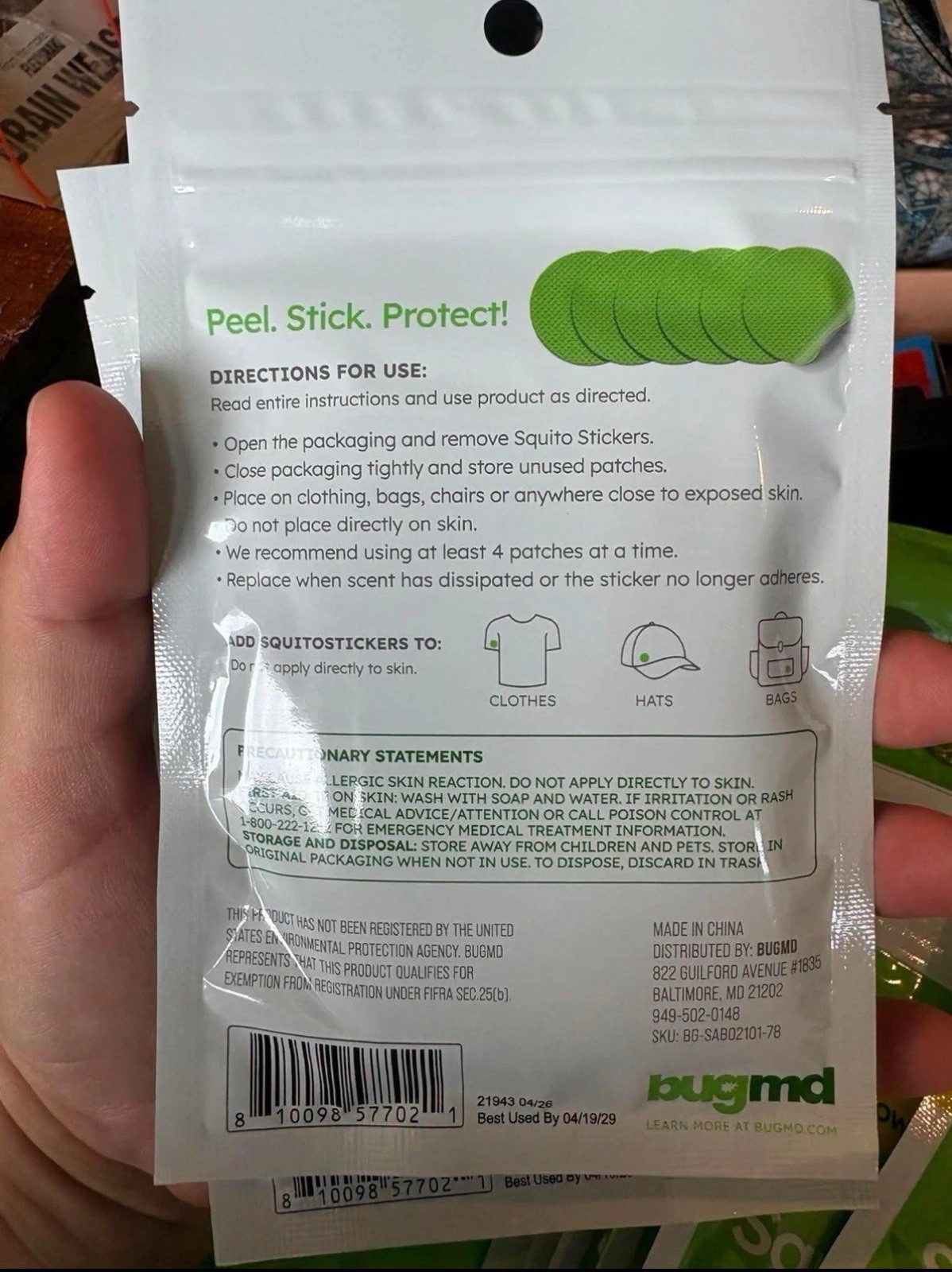 BugMD Plant-Powered Squito Stickers for Kids & Adults – 2 Packs