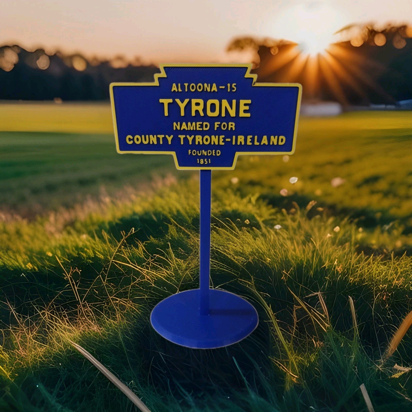 "Tyrone County Pennsylvania Mini-Replica Sign 6" Tall Sign