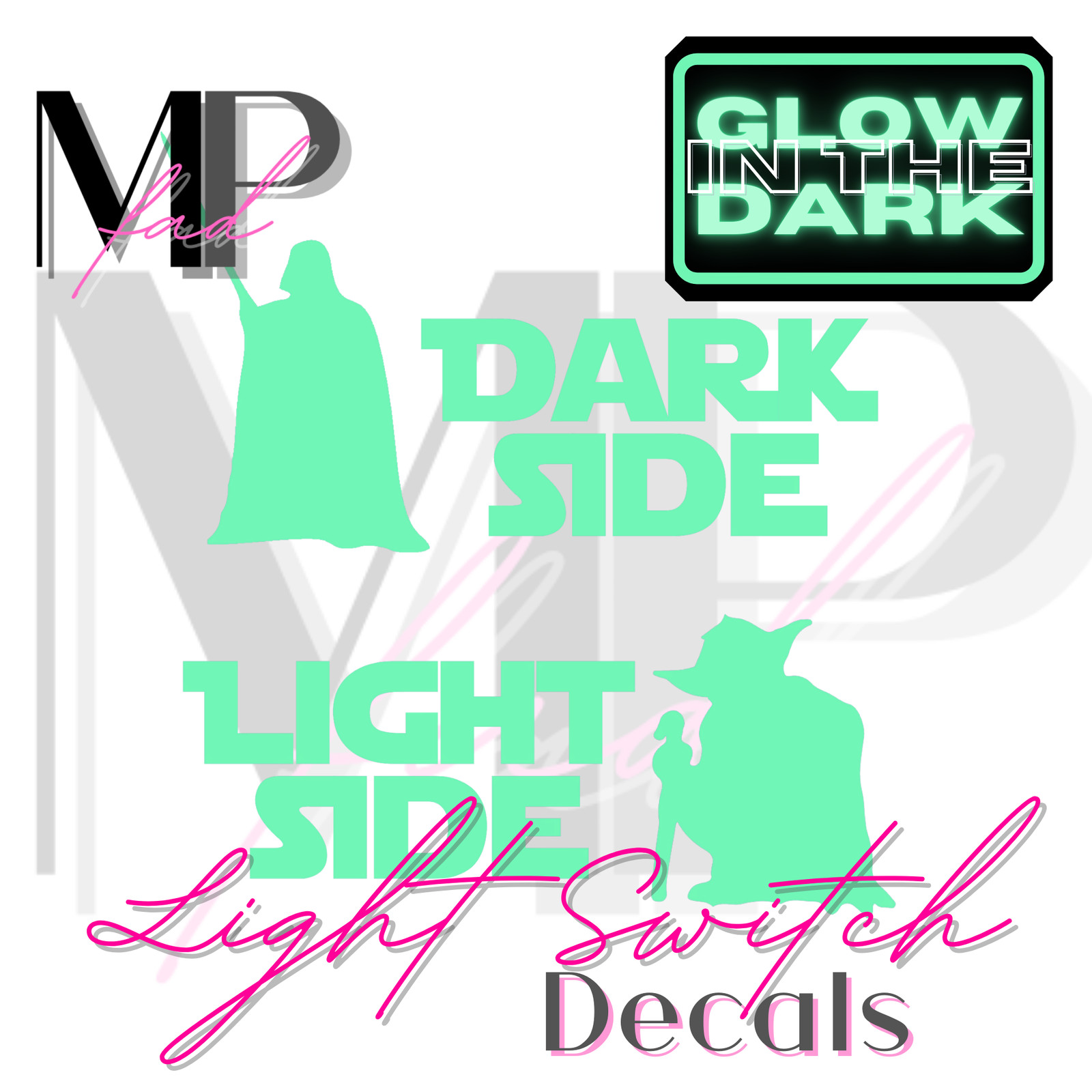Star Wars LIGHT Switch Decal DARK SIDE Vinyl Wall Home Decor GLOW-IN-THE-DARK V2