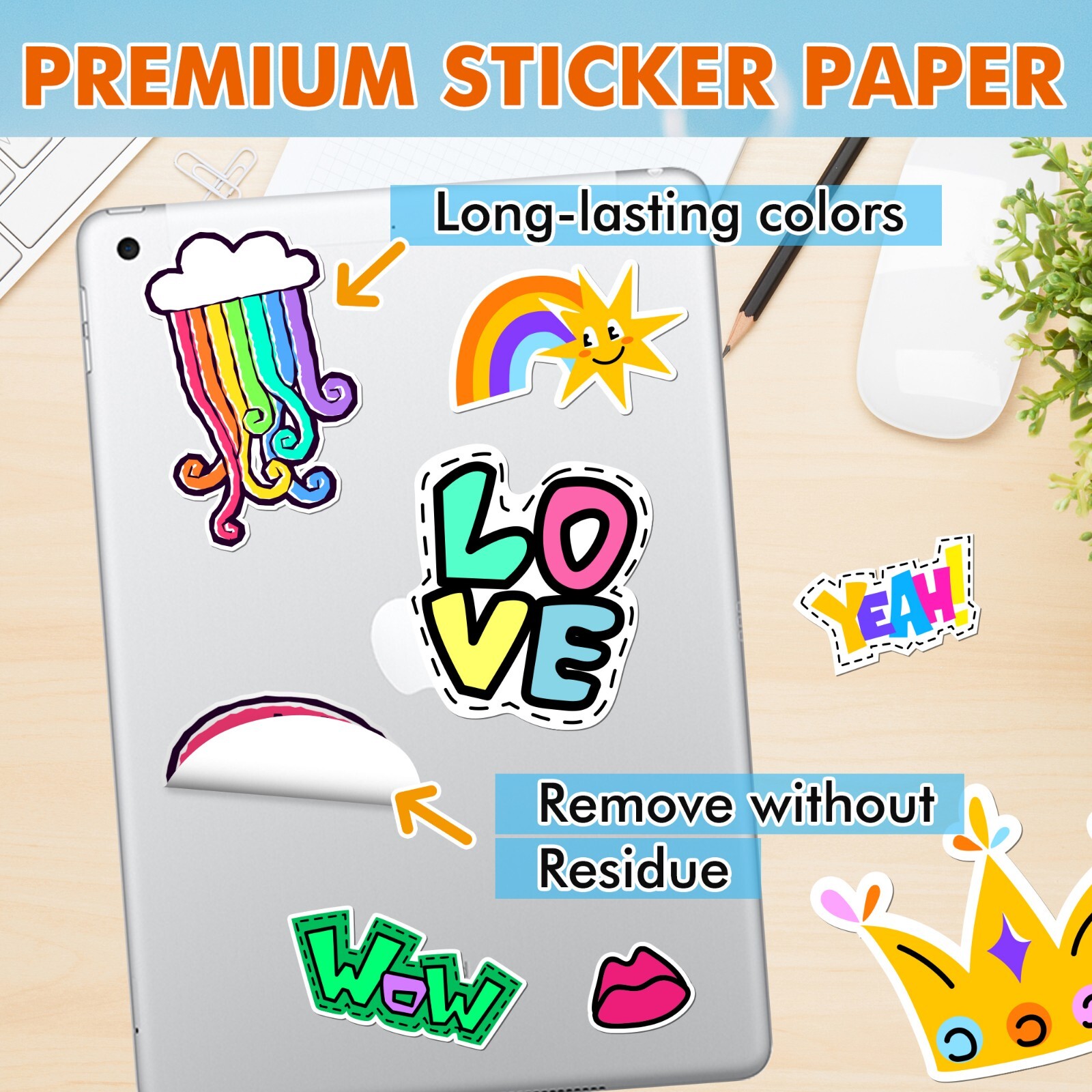A-SUB Printable Vinyl Sticker Paper Glossy White 100 Sheet 8.5×11 Inkjet Printer