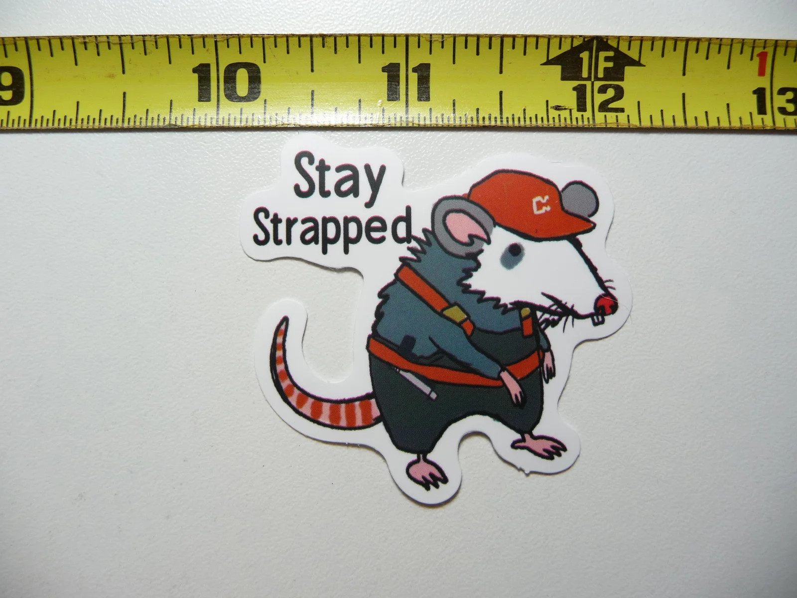 SARCASTIC SMALL STICKER DECAL STAY STRAPPED MOUSE RAT FUNNY ATTITUDE