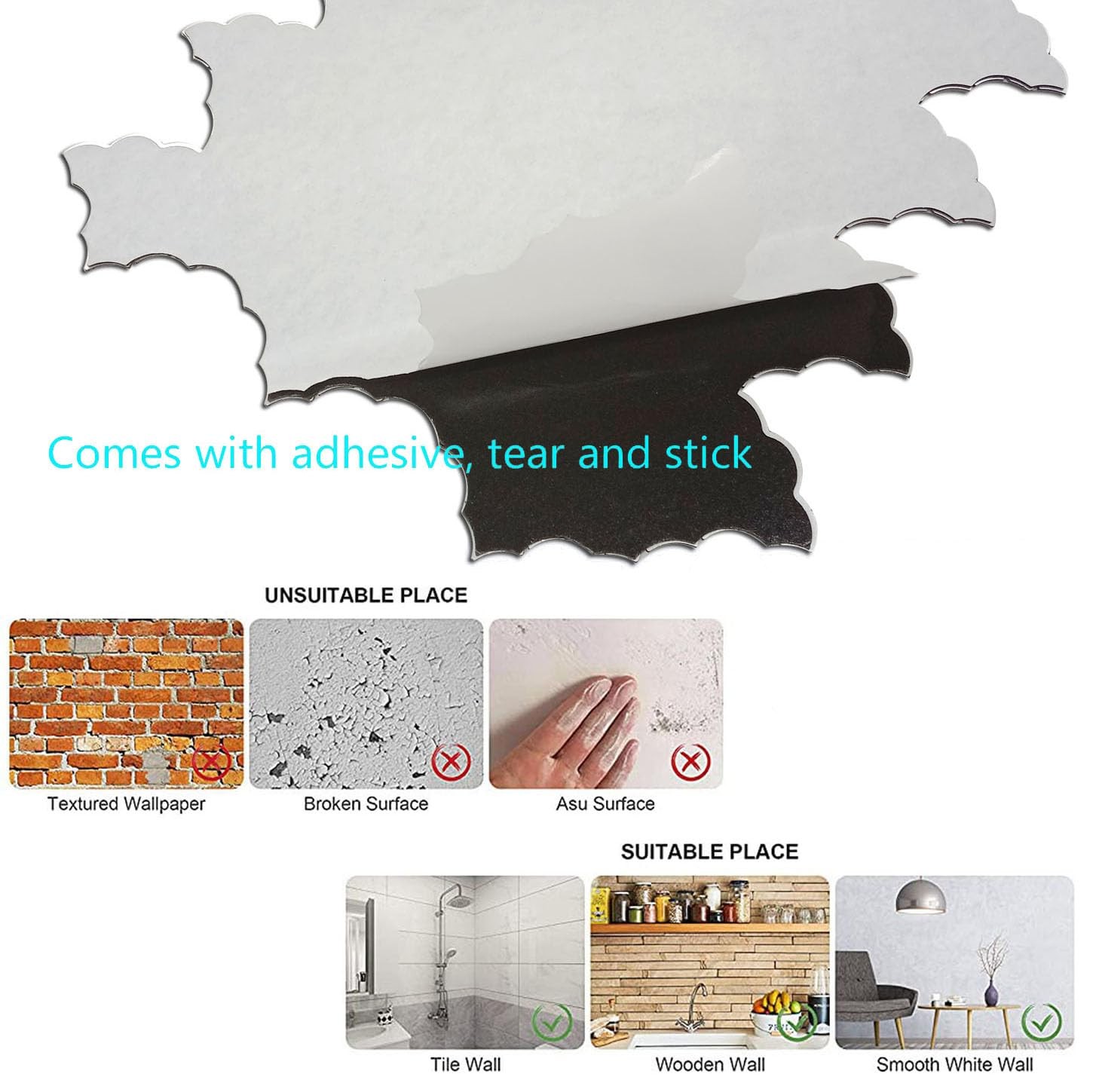 11-Sheet Peel and Stick Metal Backsplash Tiles, Self Adhesive Cloud-Shaped Al…