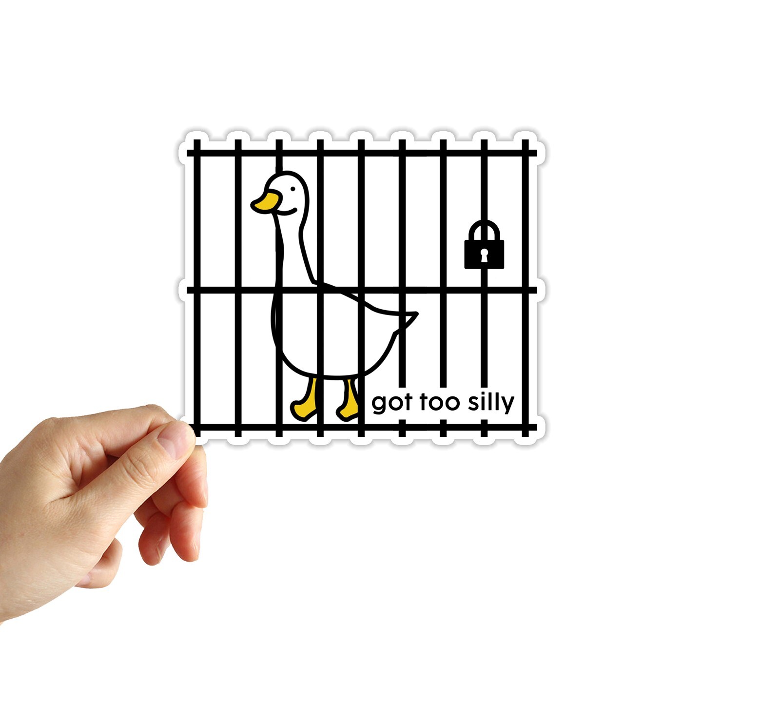 Got Too Silly Goose Sticker Funny Jail Meme Water Bottle Laptop Notebook Sticker