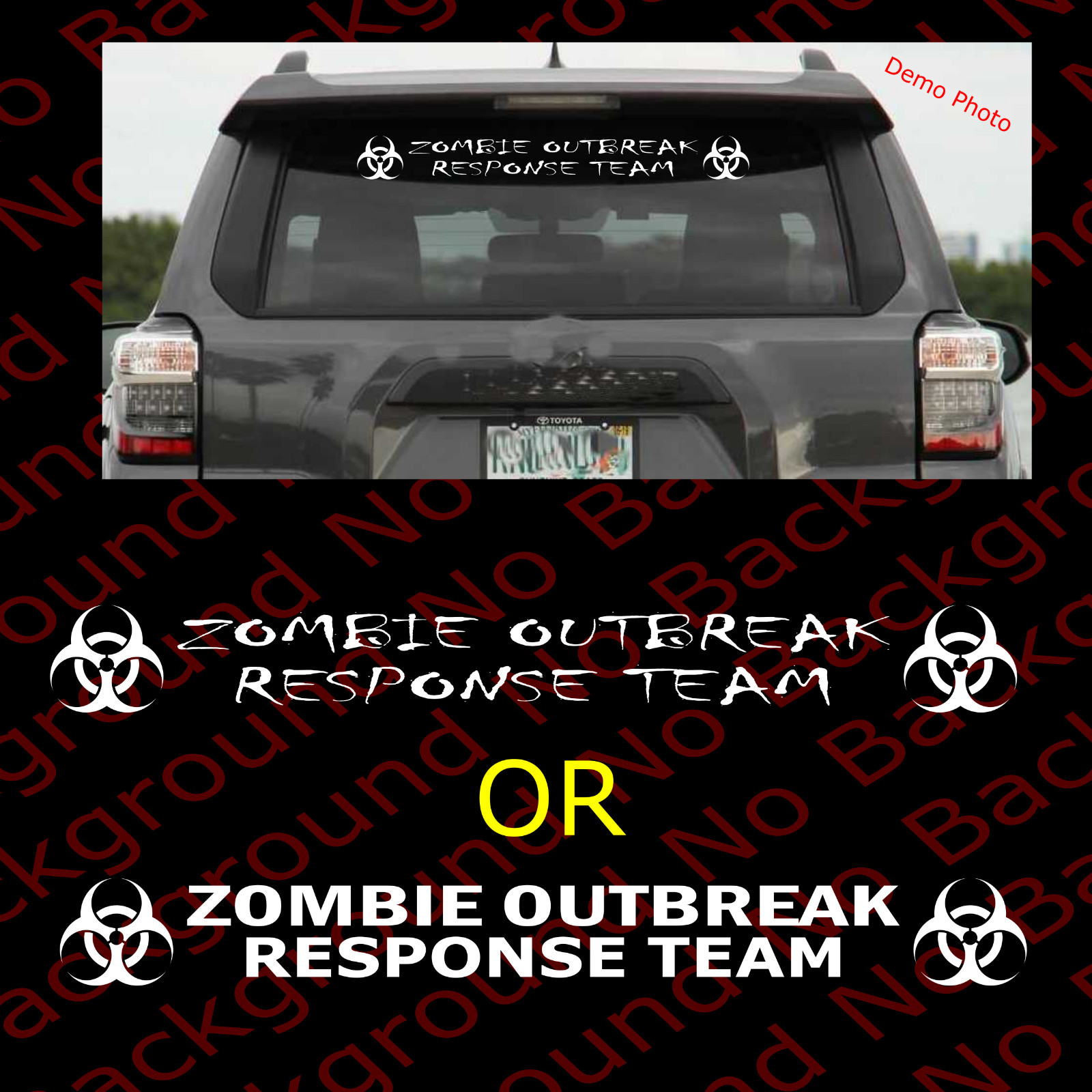 LARGE BIOHAZARD ZOMBIE OUTBREAK RESPONSE TEAM Car Windshield Vinyl Decals FY037