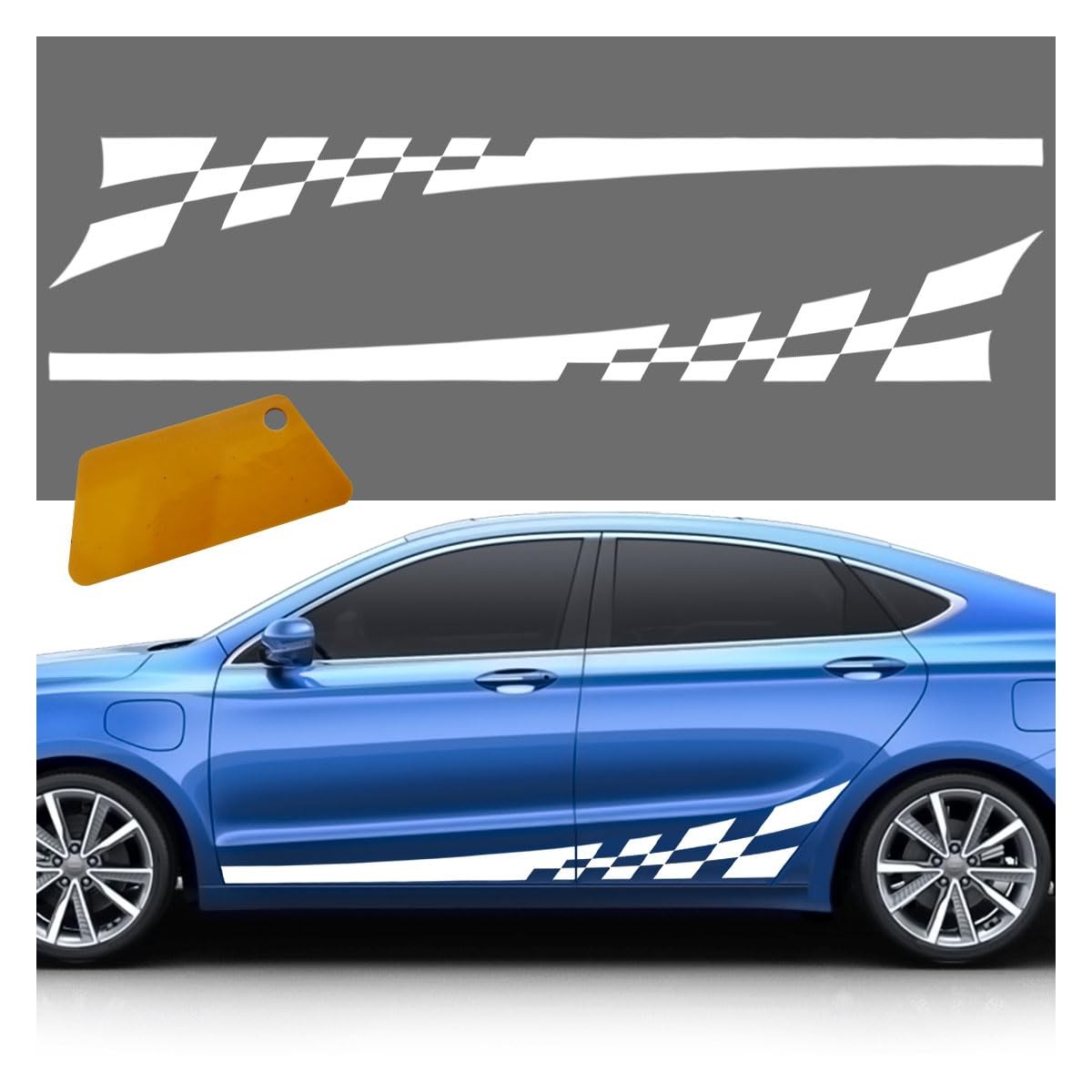 2PCS 78" Car Body Door Side Waistline Sticker Decals, Sports Racing Stripe De…