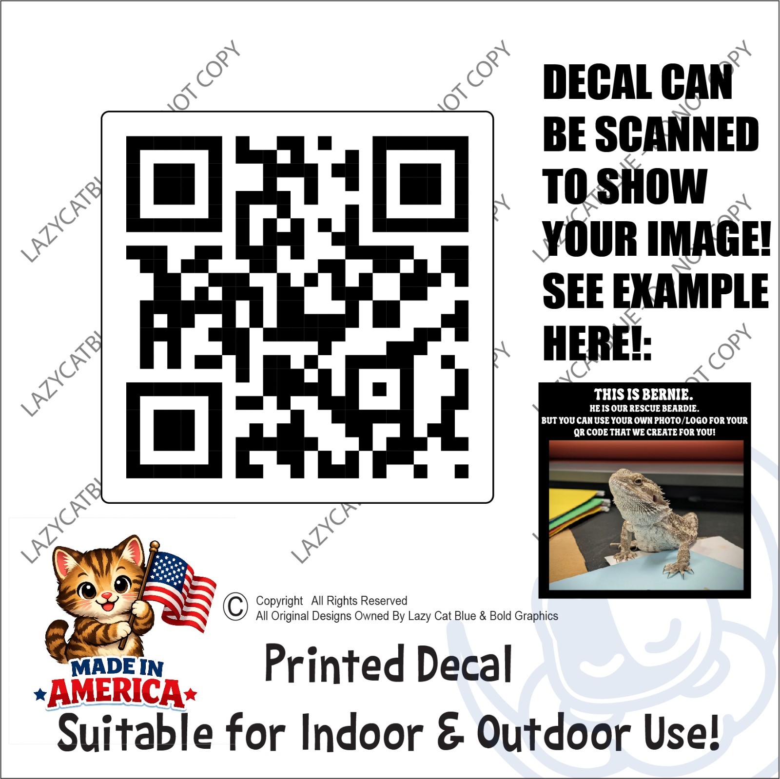 Custom QR Code Decal Sticker Link to YOUR PHOTO Advertise Fun Picture Share Scan