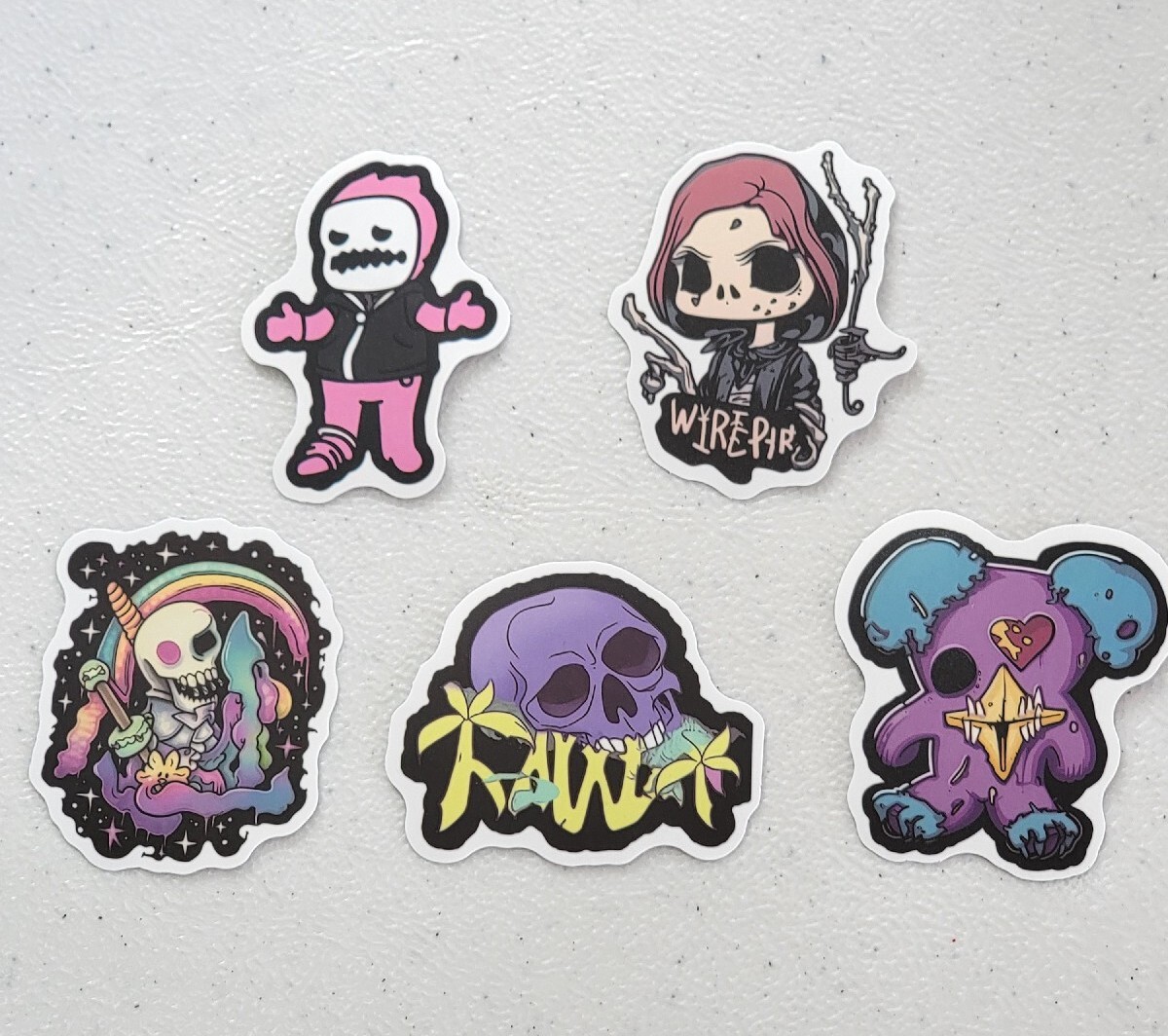 *5* Rainbow Goth Gothic Skulls Skeleton Waterproof Laptop Vinyl Stickers