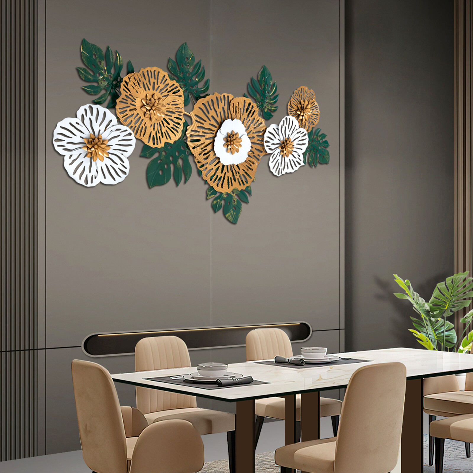 3d Flower-shaped Wall Decoration For Sofa Background Iron Hanging Decoration