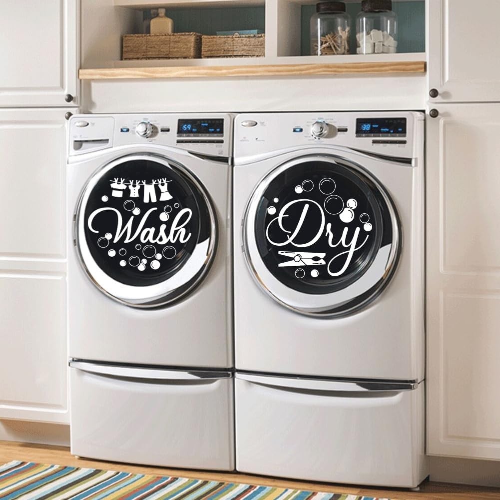 Laundry Room Wall Sticker Vinyl Wash Dry Decal Washing Machine DIY Decor 24"x12"