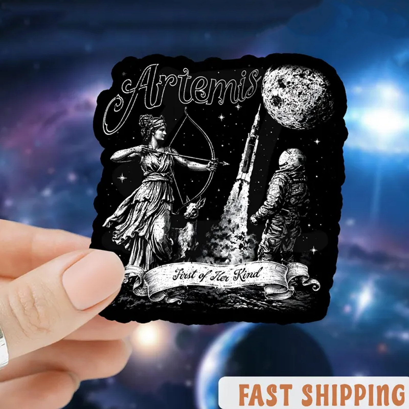 Artemis II 2026 Rocket Launch Sticker Retro Space Vinyl Decal Gift