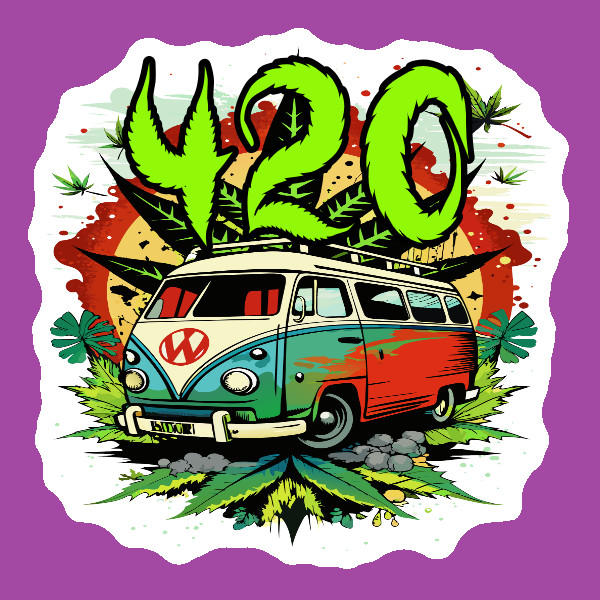 420 Stoner Bus Vinyl Sticker Weatherproof UV Safe Weed Cannabis Marijuana 420