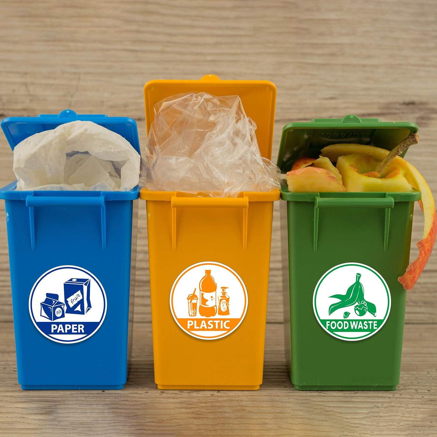6 Pieces Recycle Sticker Decal for Trash Can, Re-Adjustable Waterproof Bin Label