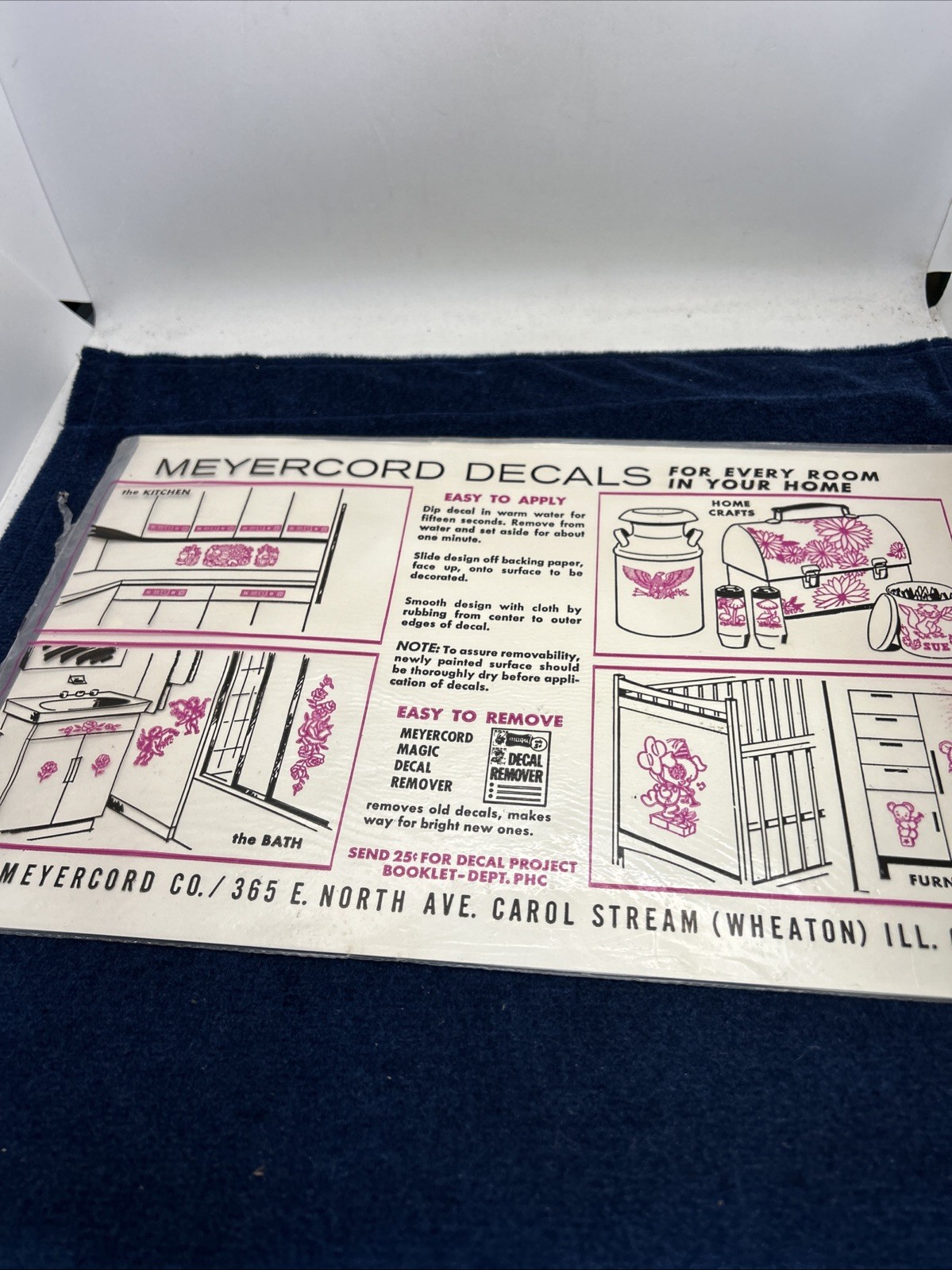 Vintage Meyercord X320-A Pink Blue/Green Swans Lily pads Pond Craft Romantic