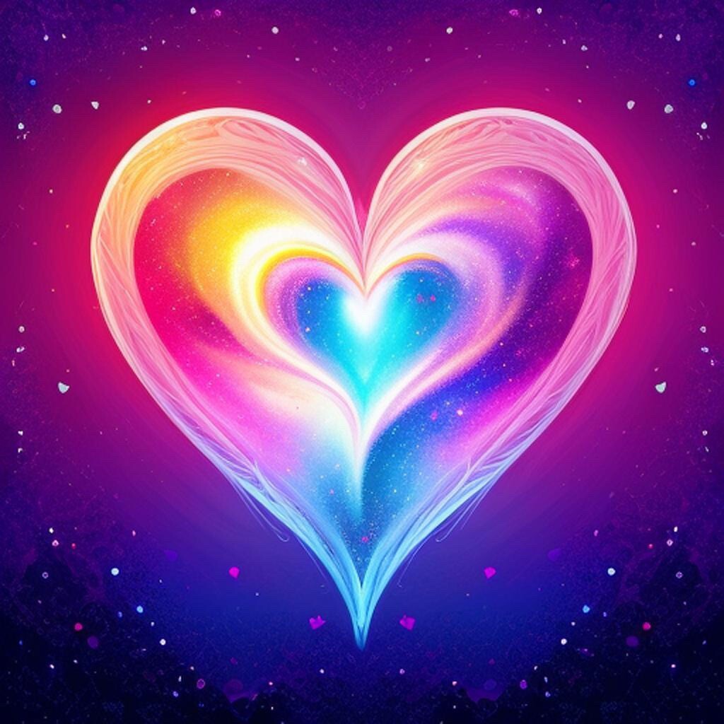 Galaxy Heart Phone Sticker (2 inch) Rainbow Psychedelic Colorful Love