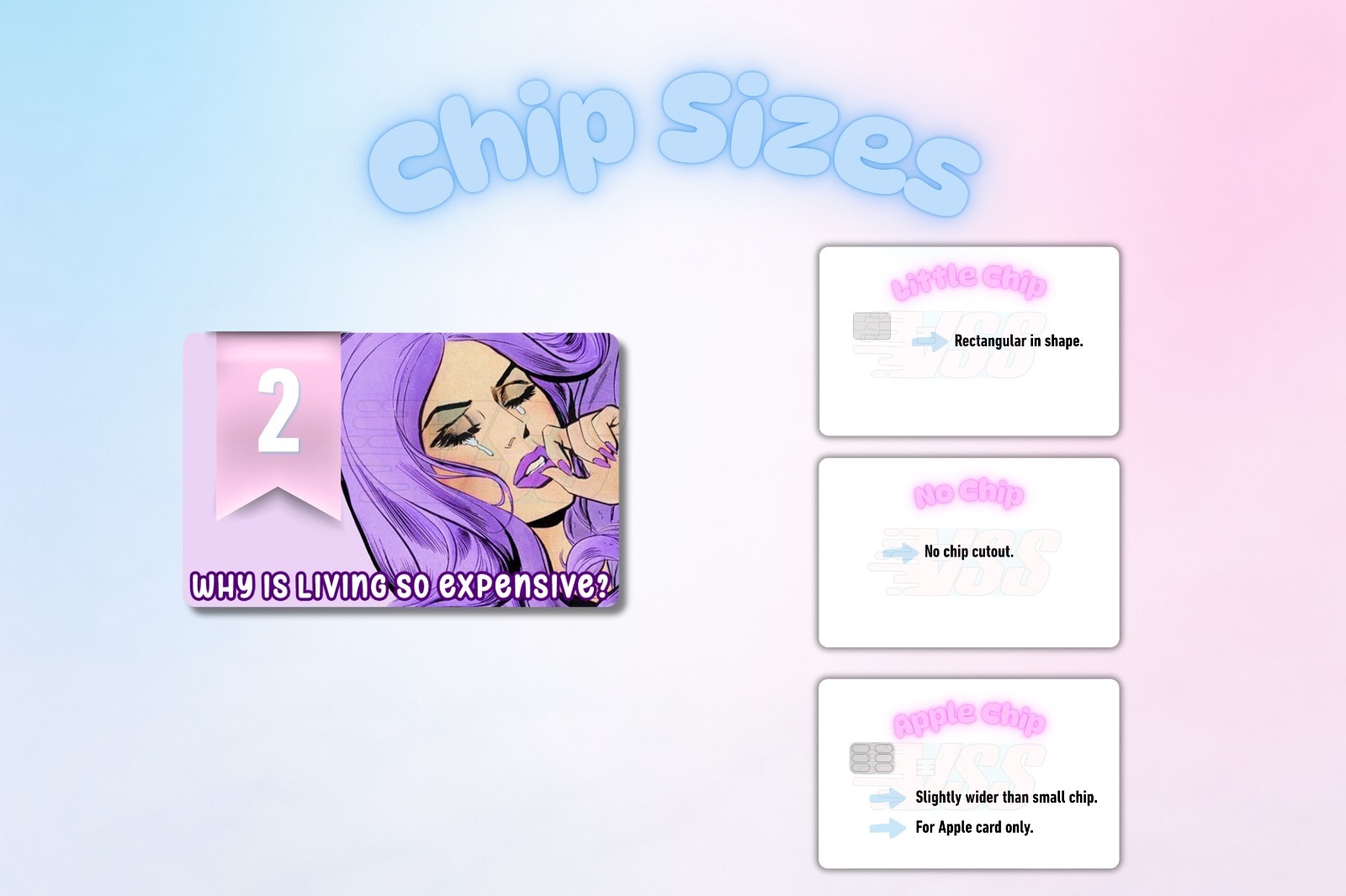 3‑Pack Comic Girl Inspire Card Skins –Vinyl Credit & Debit Card Covers | Durable