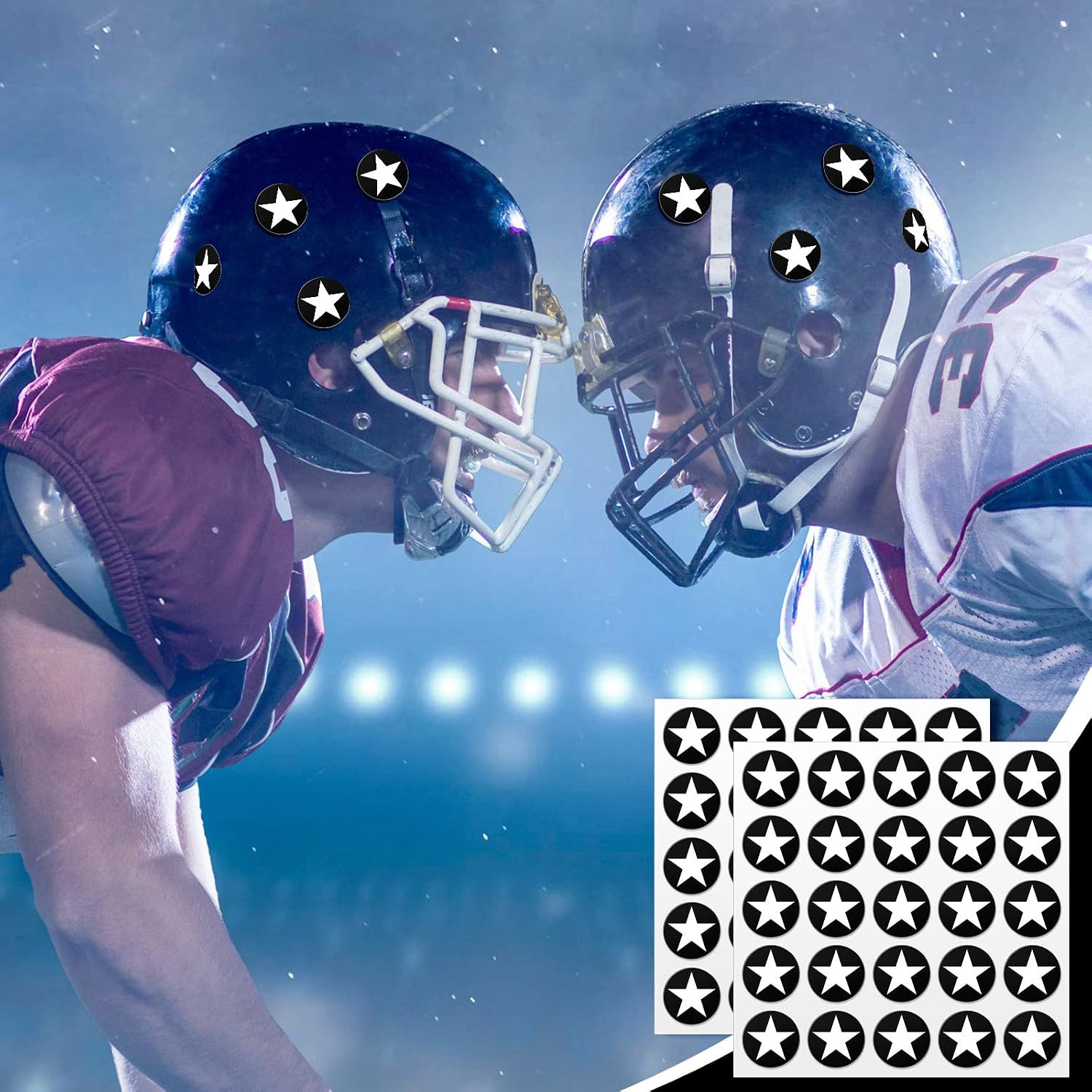 Leinuosen Helmet Stickers Football Baseball Helmet Decals 1-1/8 Inch Vinyl Sport