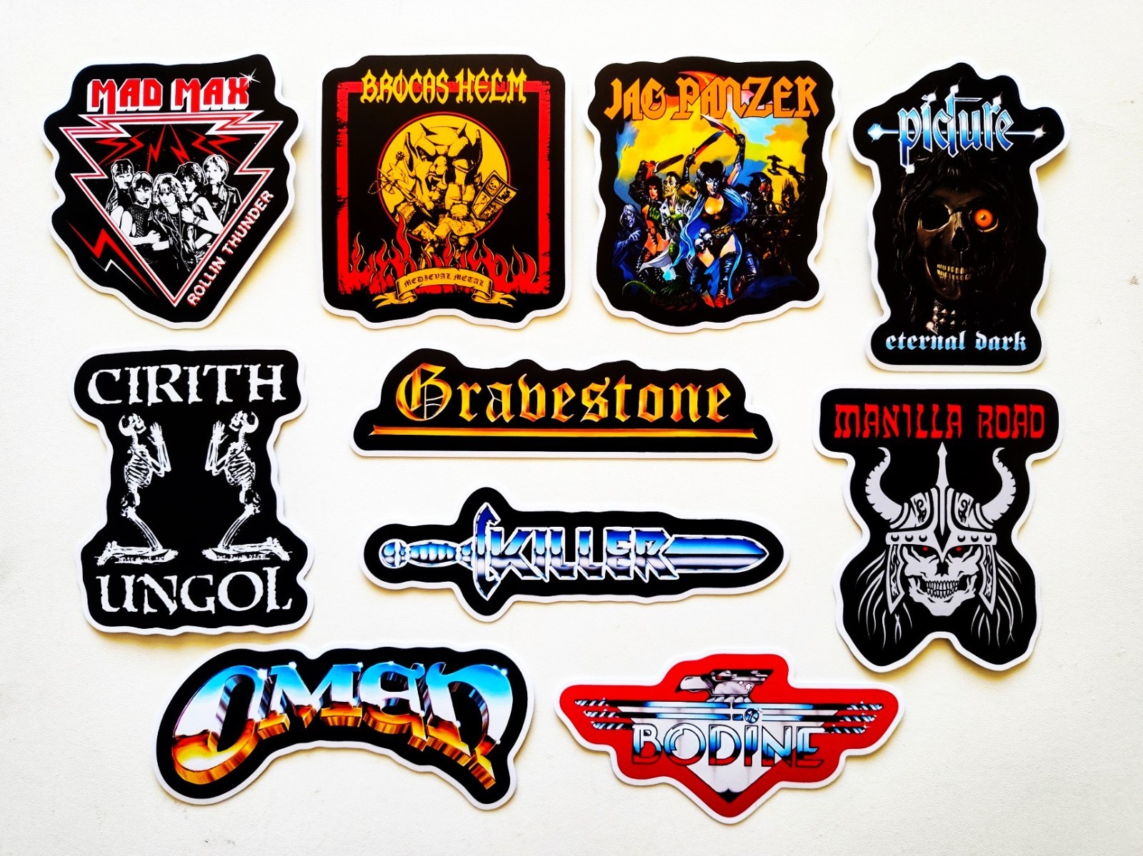 Heavy Metal Sticker Pack (10) Set 16 Cirith Ungol Gravestone Manilla Road Killer