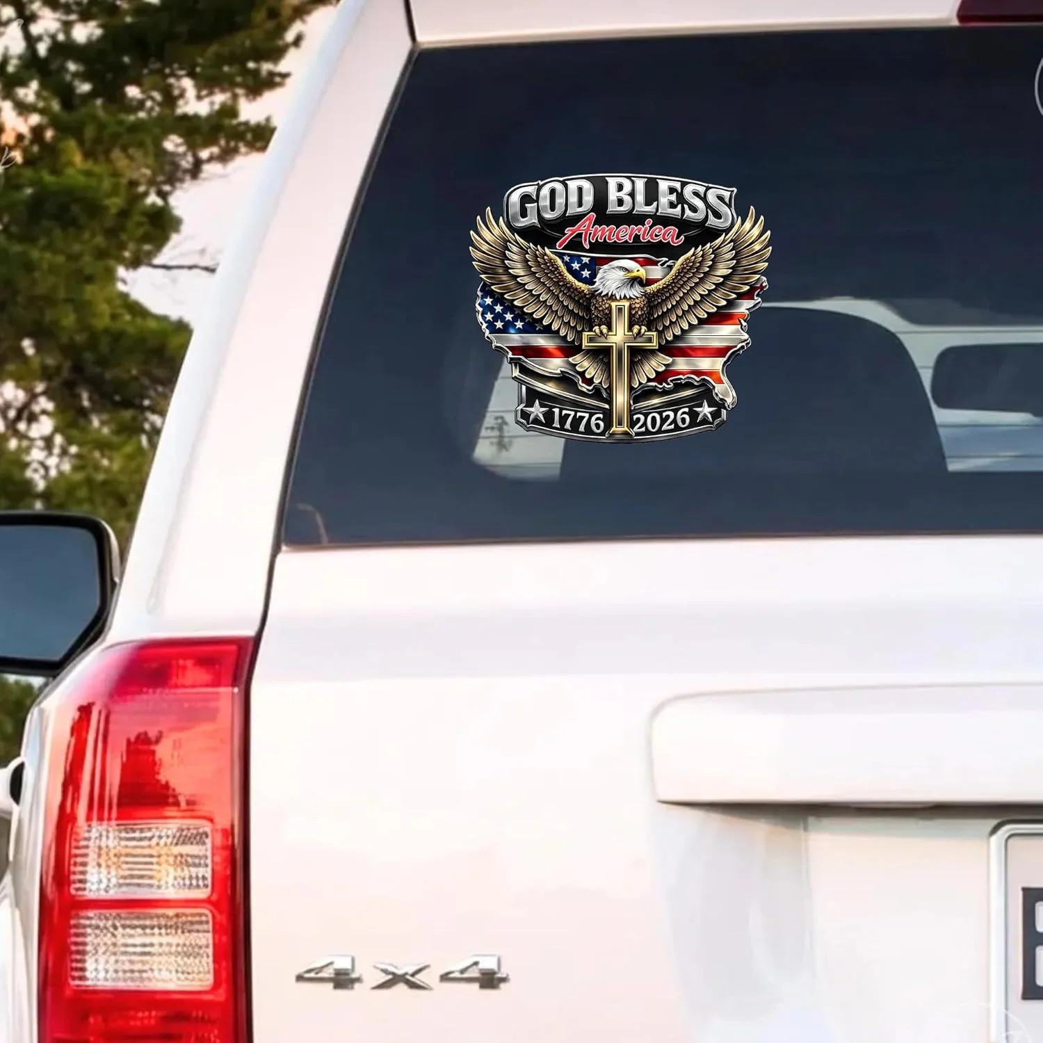 2pcs God Bless America 250th Anniversary USA Car Decal Sticker, Patriotic Bald E
