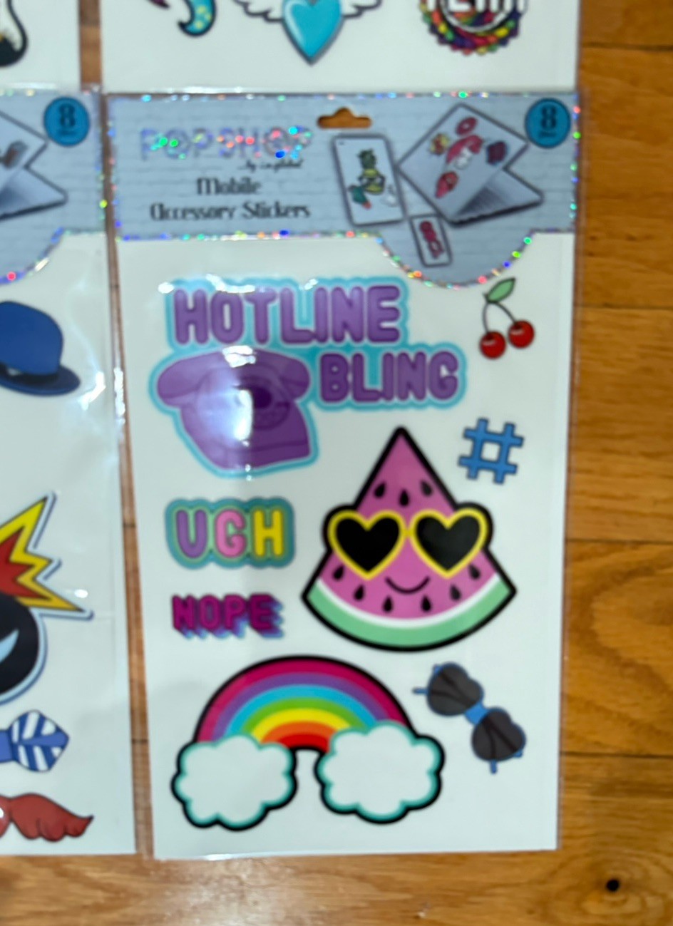 Pop Shop Mobile Accessory Stickers Tiger Pizza 8pc Lot Of 4