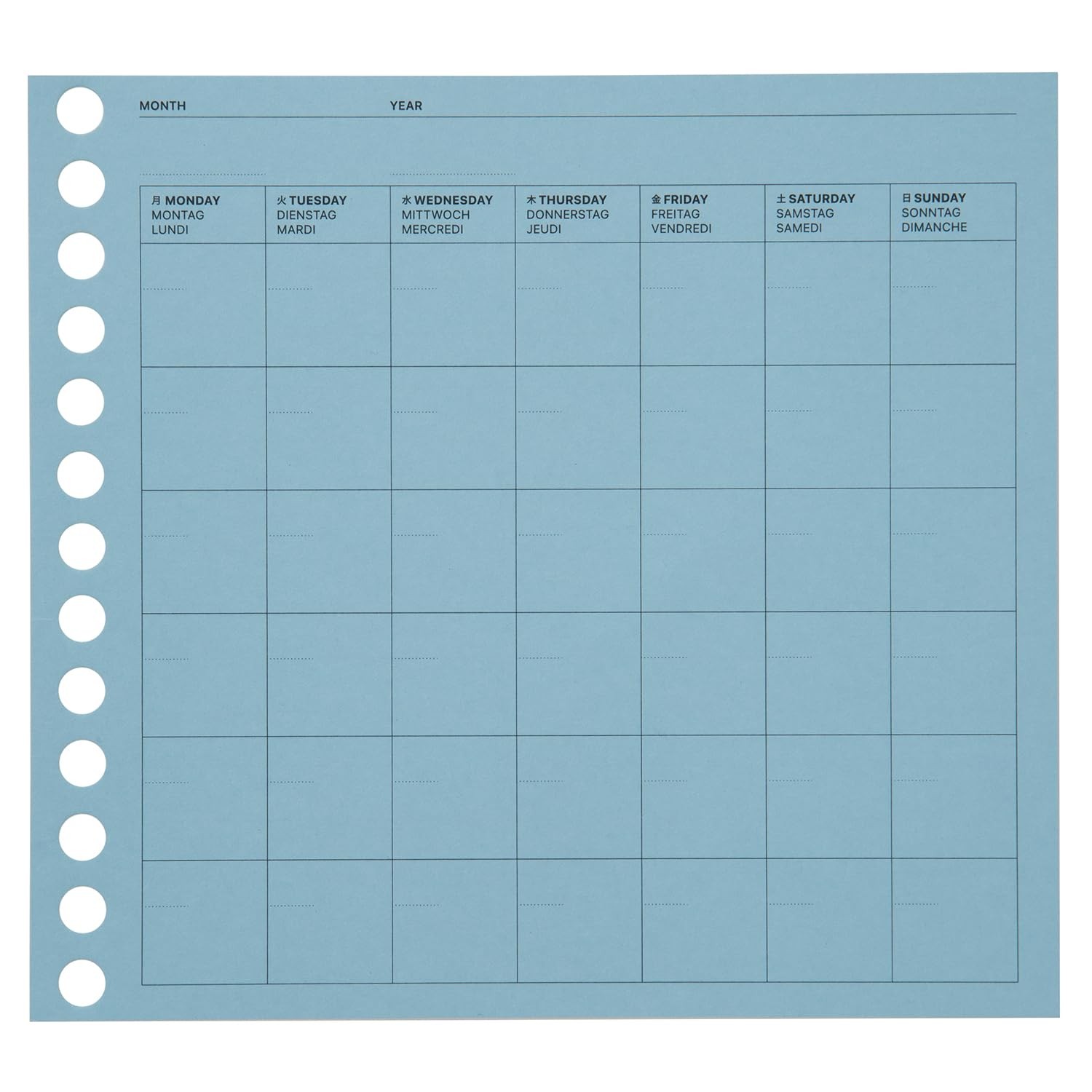 Laconic Loose-Leaf Monthly Calendar, Date Free, FLEX LFX-E03