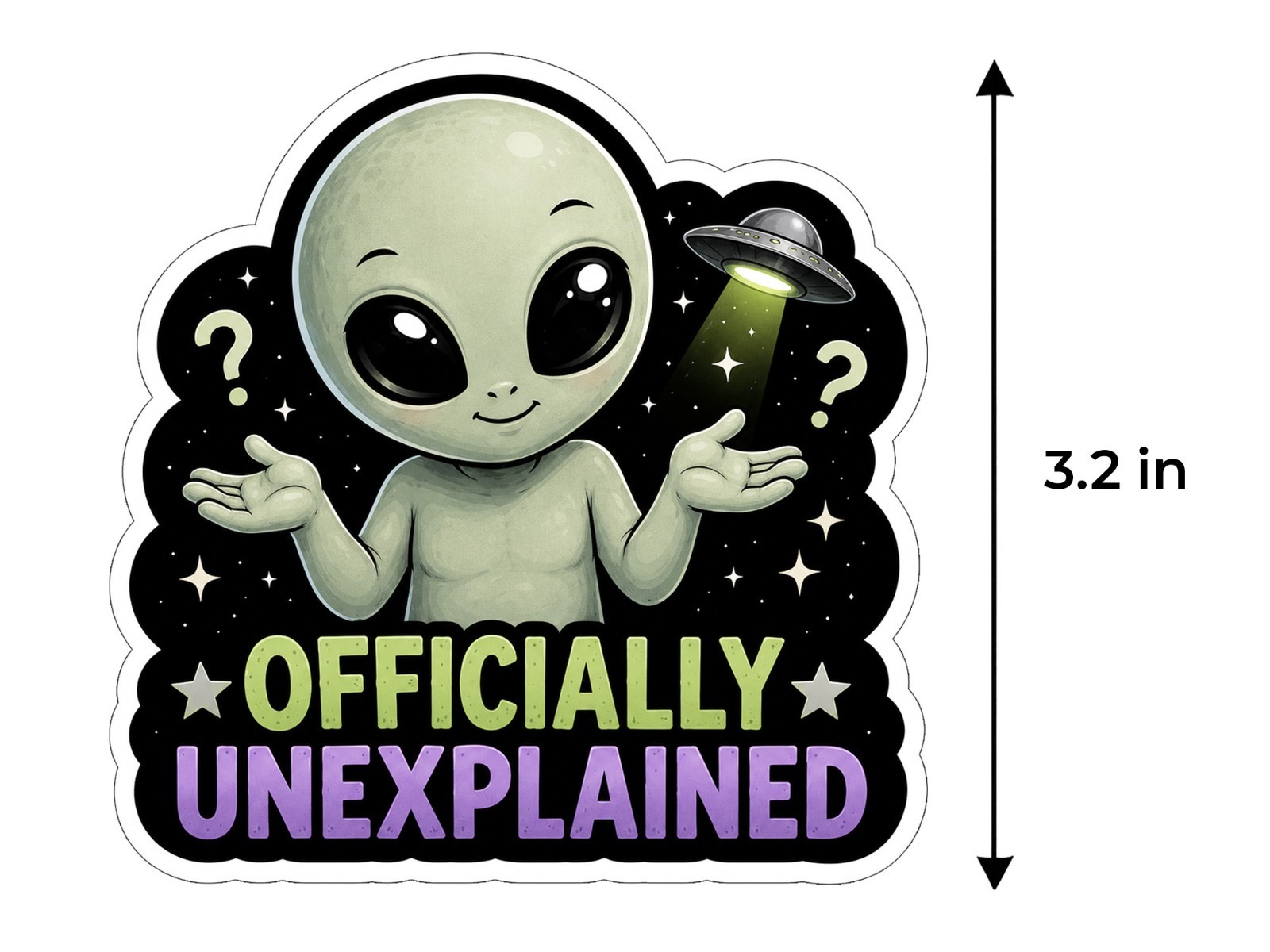 Alien Vinyl Decal Sticker UFO Space Sci Fi Laptop Window Binder Locker Cute