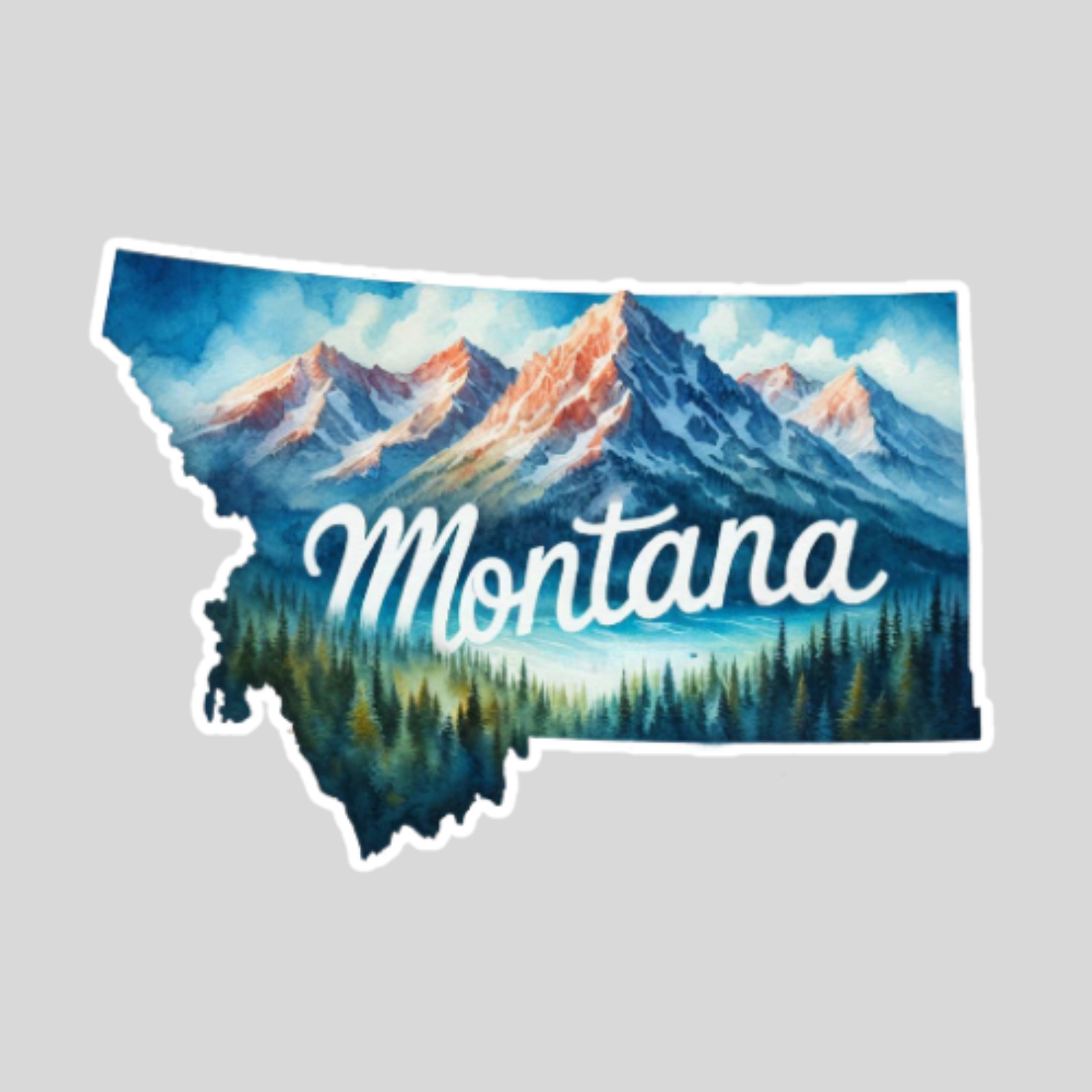 Montana Sticker Vinyl Decal State Shape Mountain Forest Scenic Design