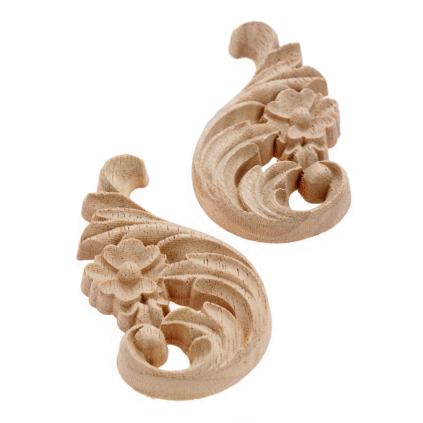 MUXSAM 1-Pair Rose Carved Wood Appliques Onlay, 8.5x5x1cm/3.35×1.97×0.39inch,…