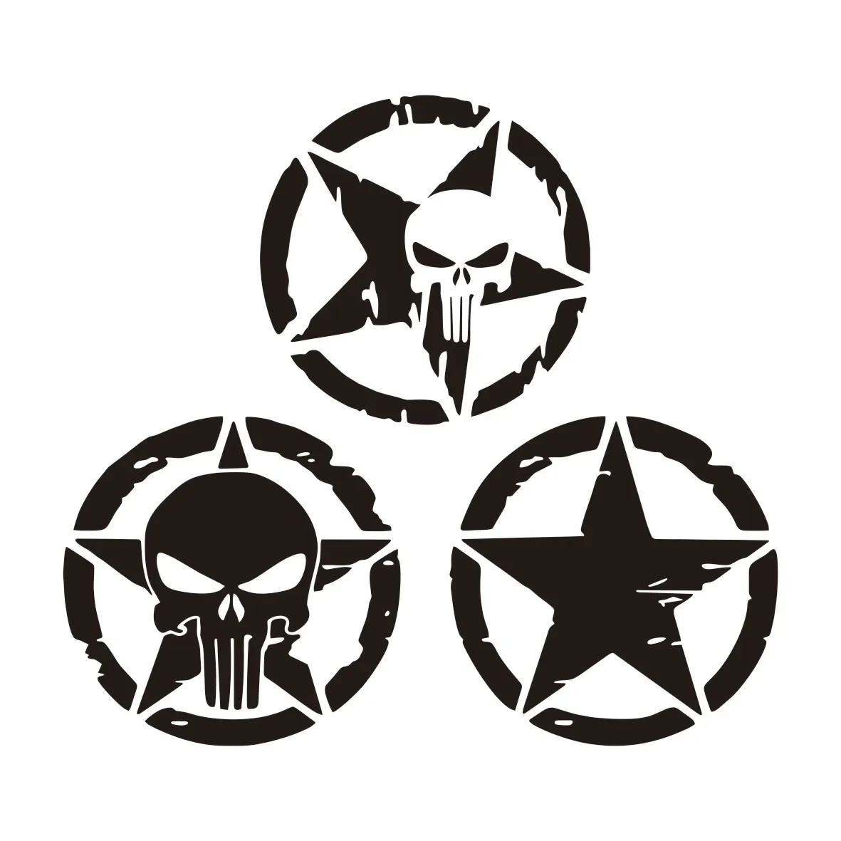 Aftermarket Army Star Vinyl Decal Sticker – Jeep Wrangler & All 4×4 Models | 3 P