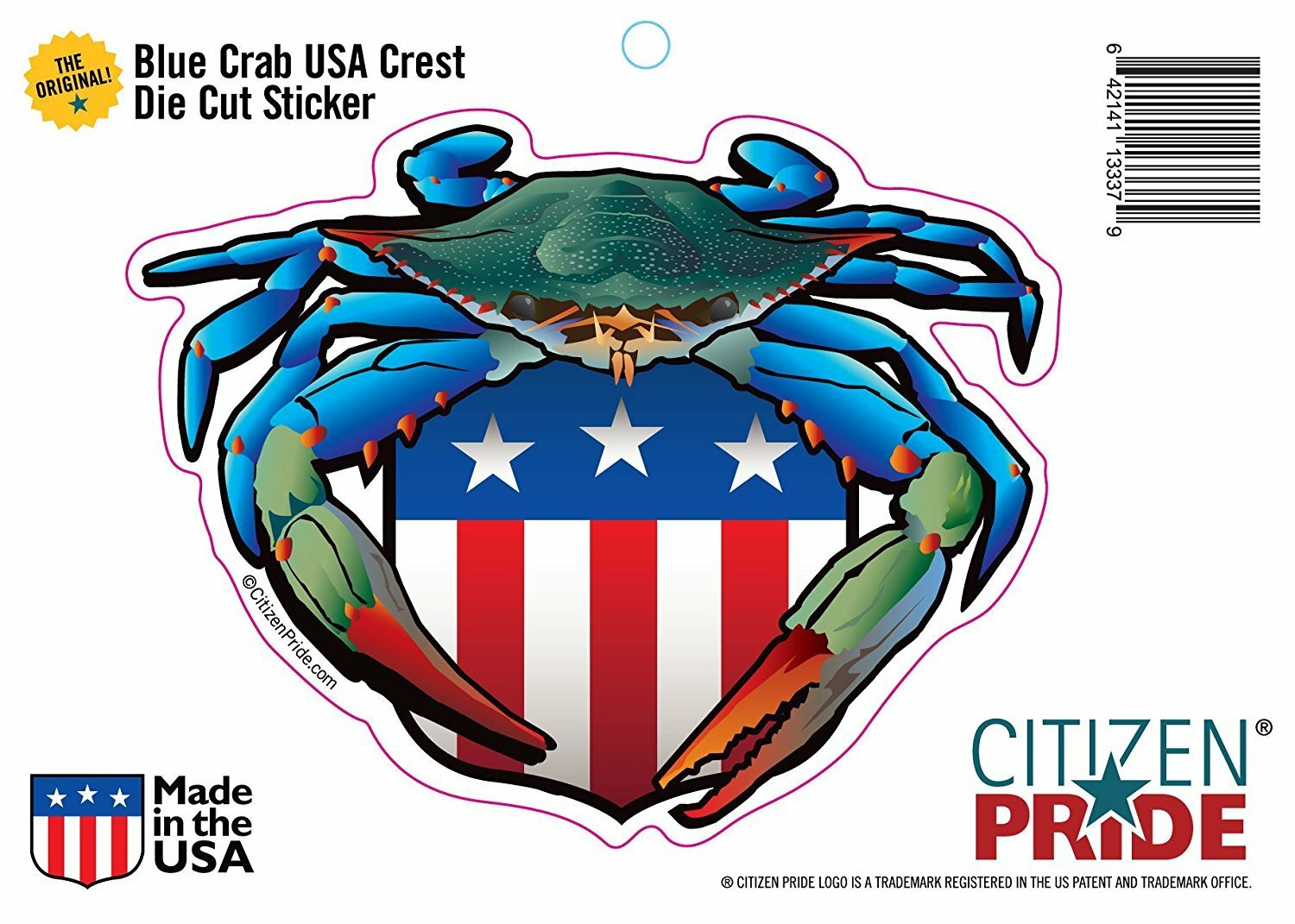 Blue Crab USA Crest Sticker, 5×4