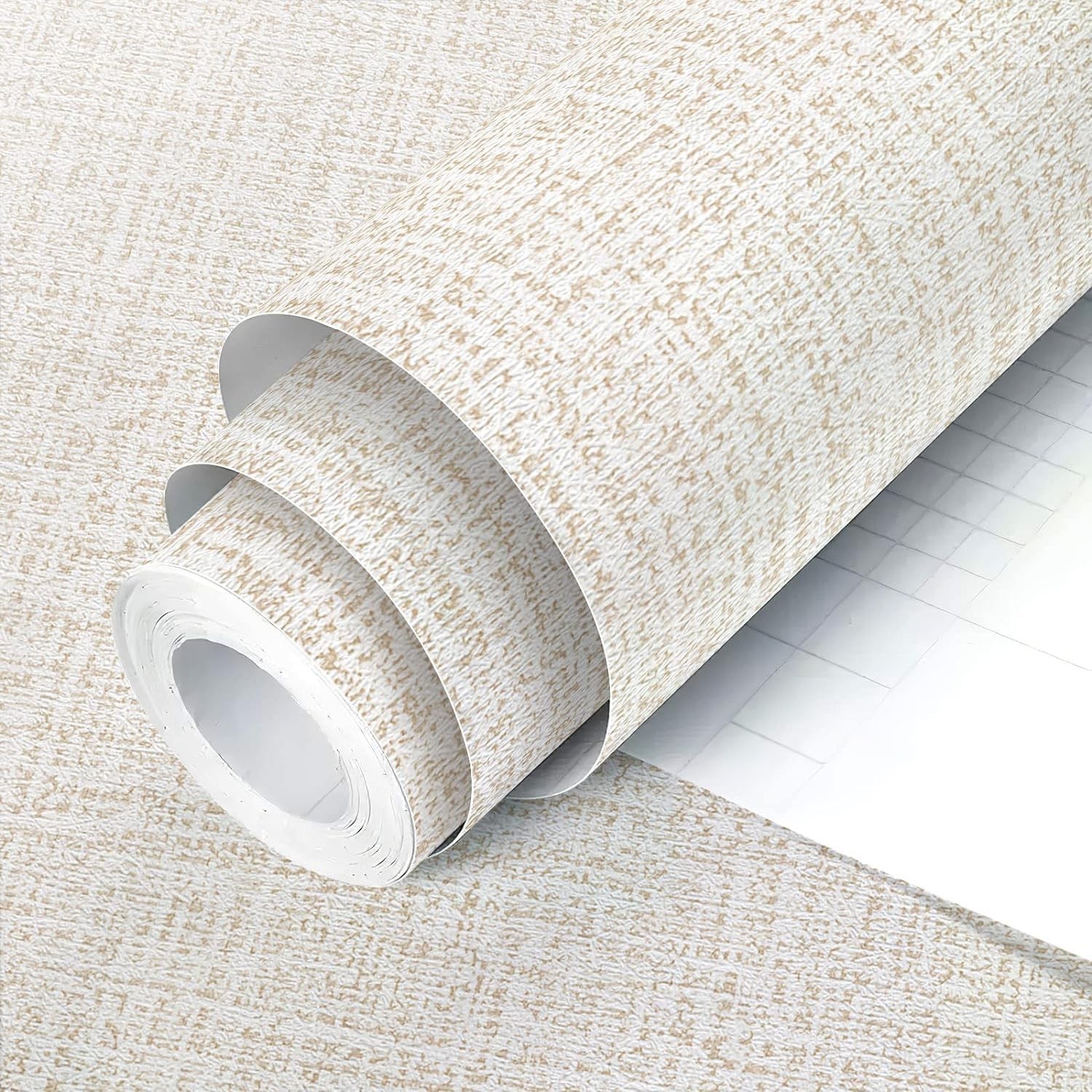 Beige Wallpaper Grasscloth Peel and Stick Wallpaper Contact Paper for Walls 1…