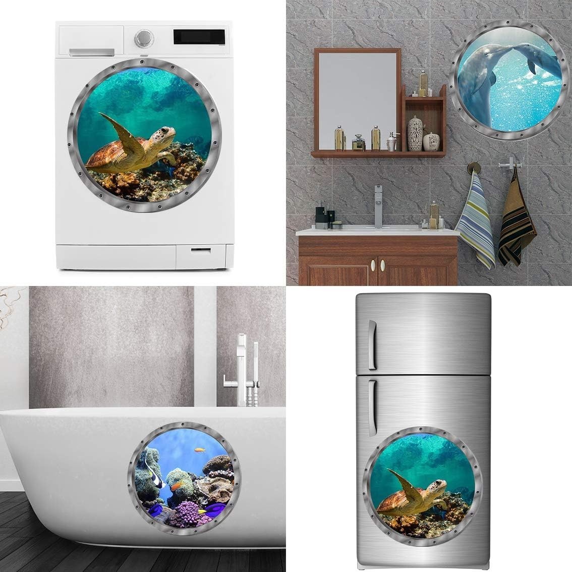 Light Blue Ocean-Themed Wall Decals – Waterproof & Removable Stickers