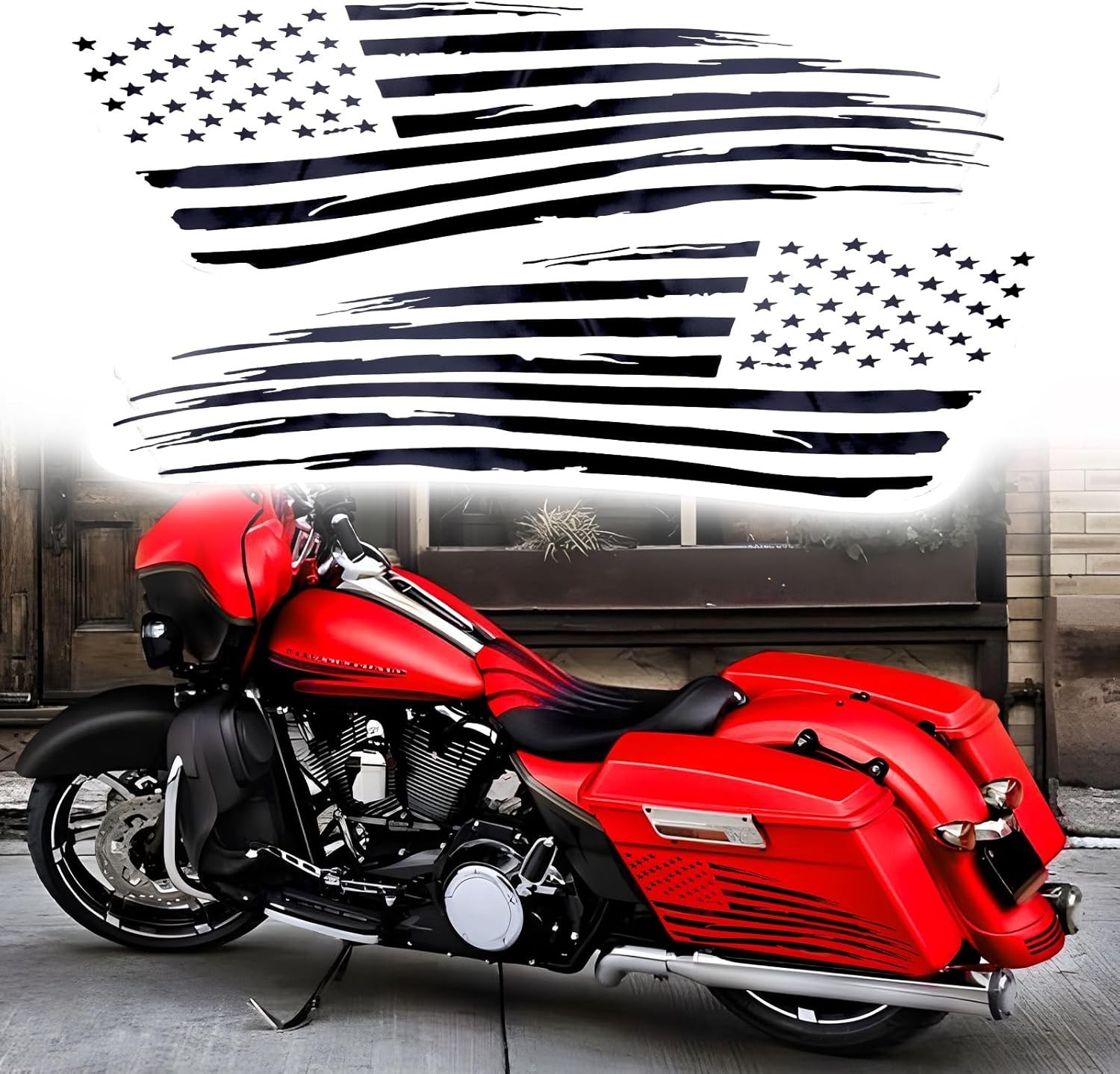 Fits 1993-2013 Harley Davidson Touring American Flag Saddle Bag Side Decals E…