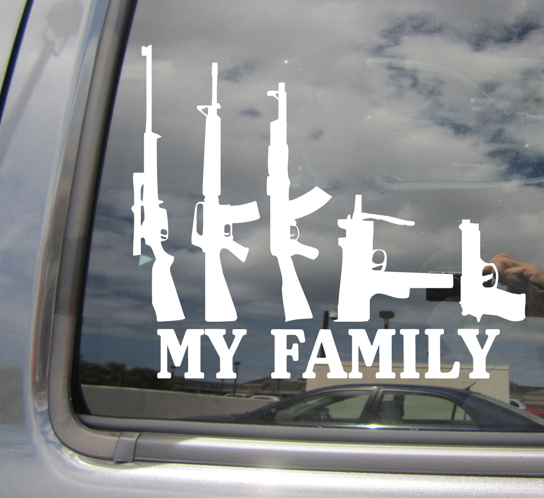 Gun Family – 2nd Amendment Rights – Car Auto Window Vinyl Decal Sticker 09001