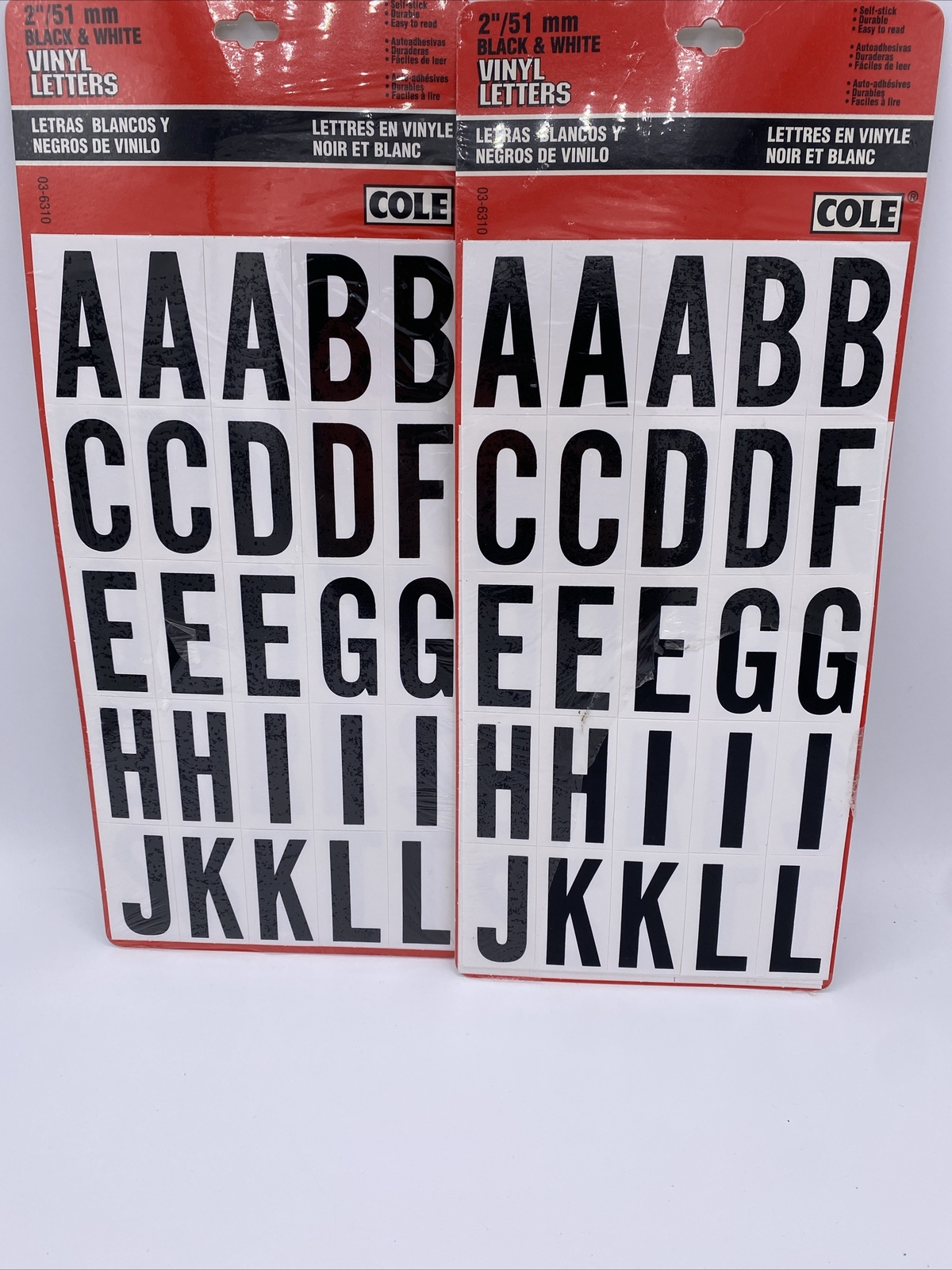 Cole Vinyl Letters/Alphabet 2” Black & White 2 New Packs