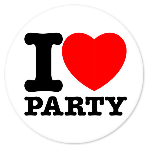 I LOVE to PARTY clubbing car bumper sticker 4" x 4"