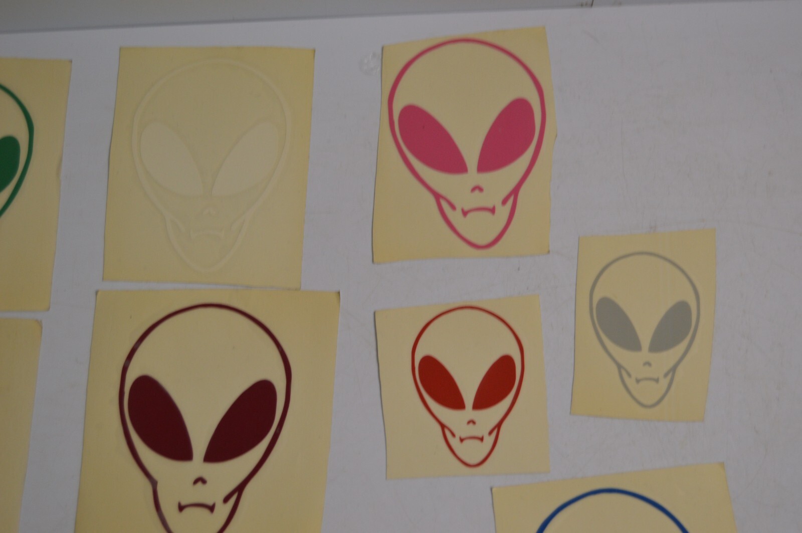 12 Vintage Alien Vinyl Decal Stickers Lot 1990's Space Carnival Collectibles