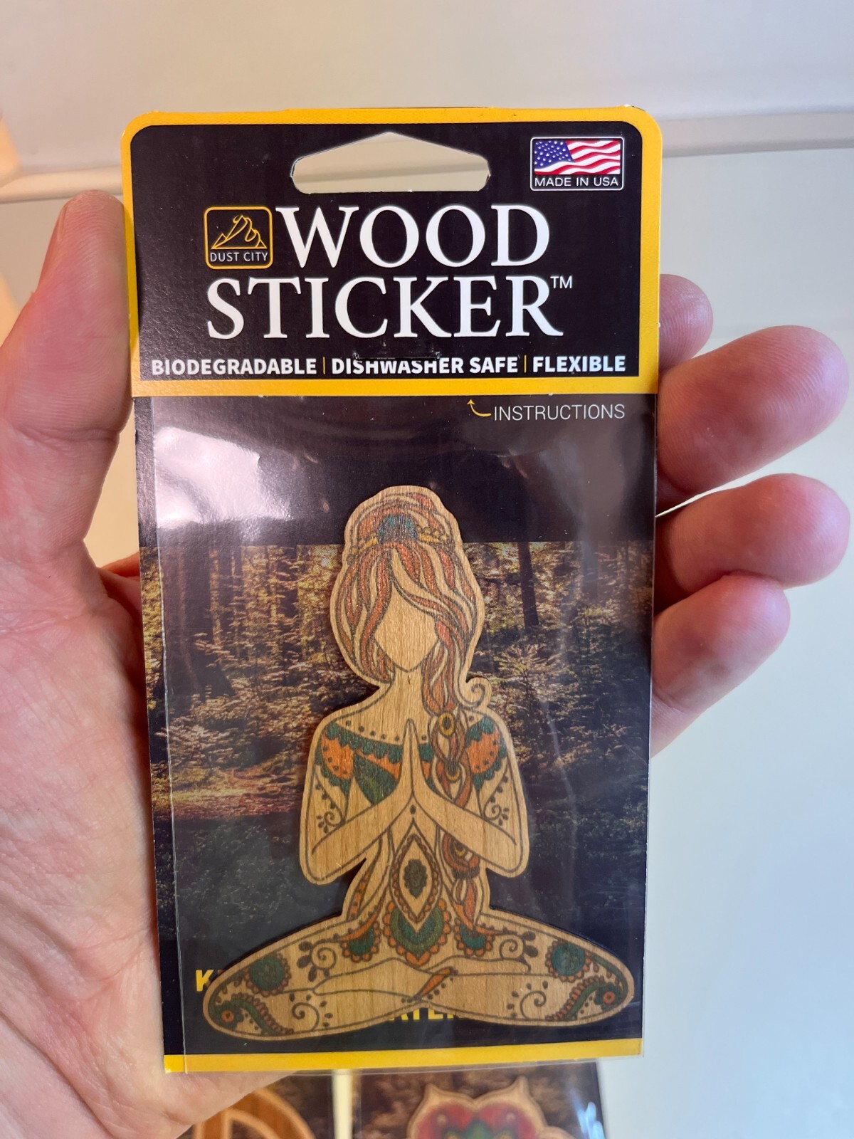 Dust City Wood 3 Stickers Lot Back to School, Nature, Peace, Namaste, Flower