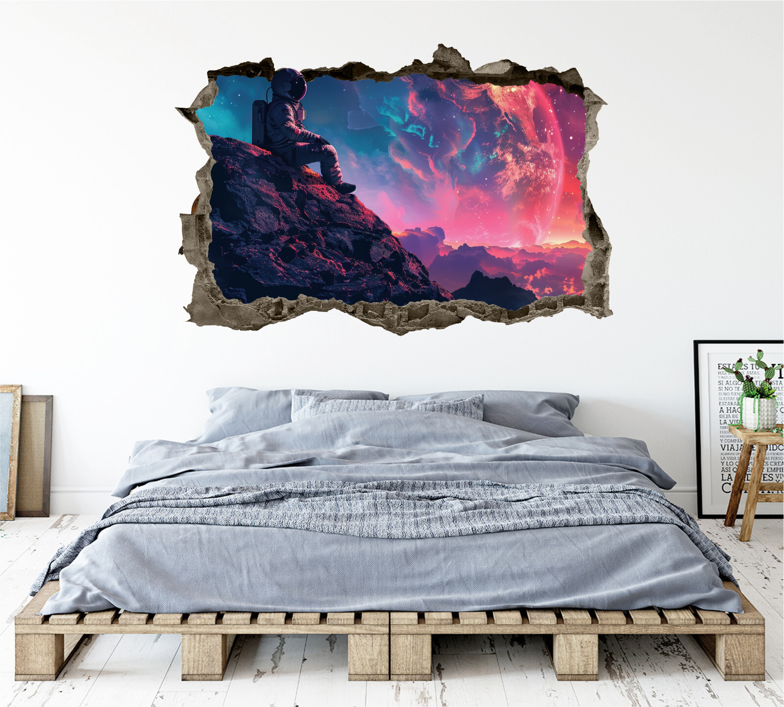 Astronaut Wall Decal 3D AI Graphic Mural Poster Sticker Space Decor Vinyl KW213