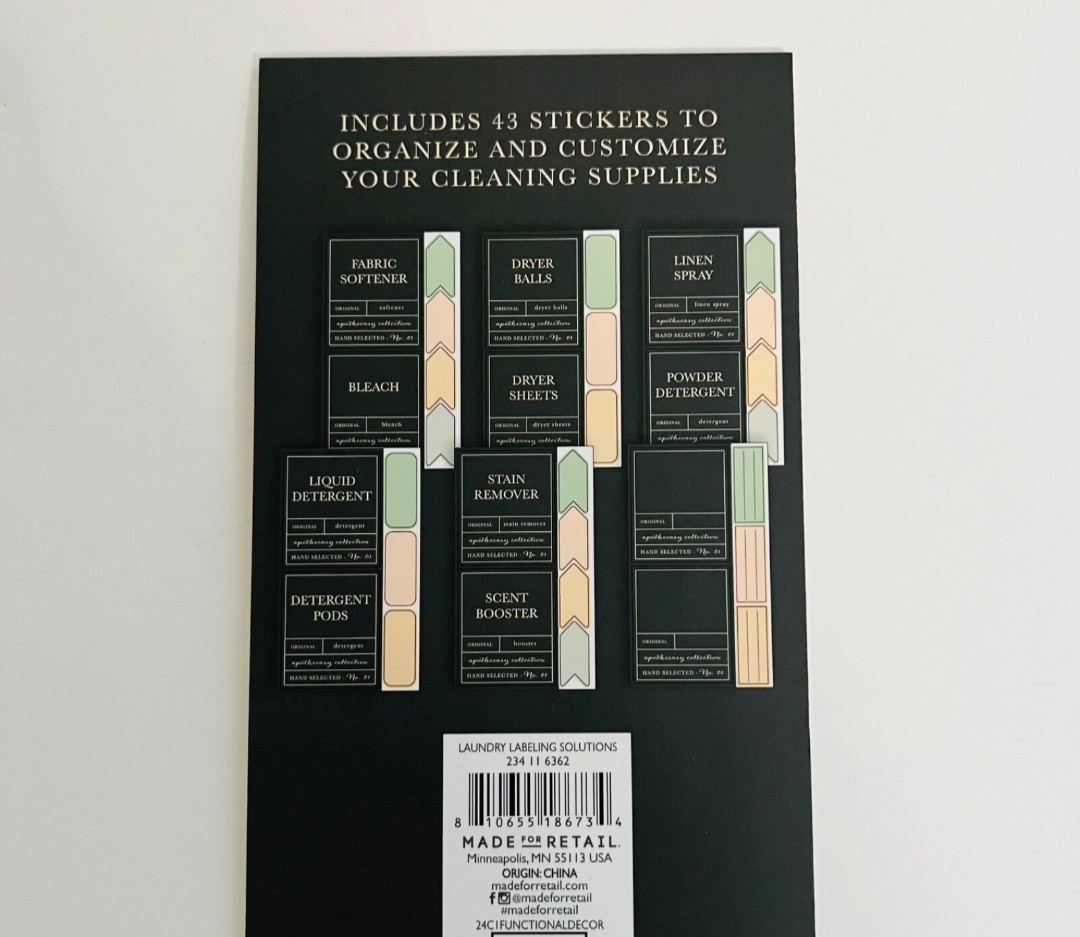 Laundry And Cleaning Organization Labels 43 Peel + Stick Sticker Book