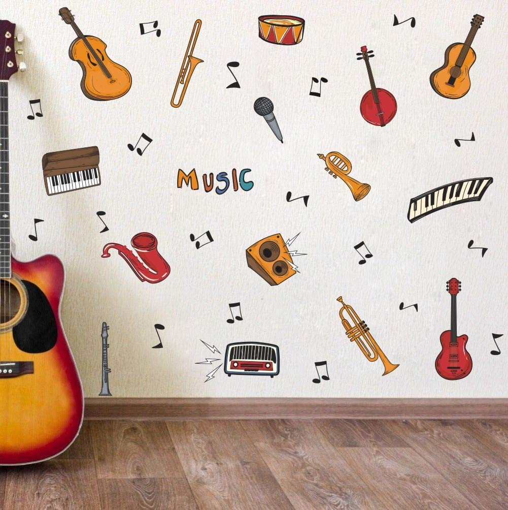 Colorful Music Wall Decal Musical Instrument Wall Stickers