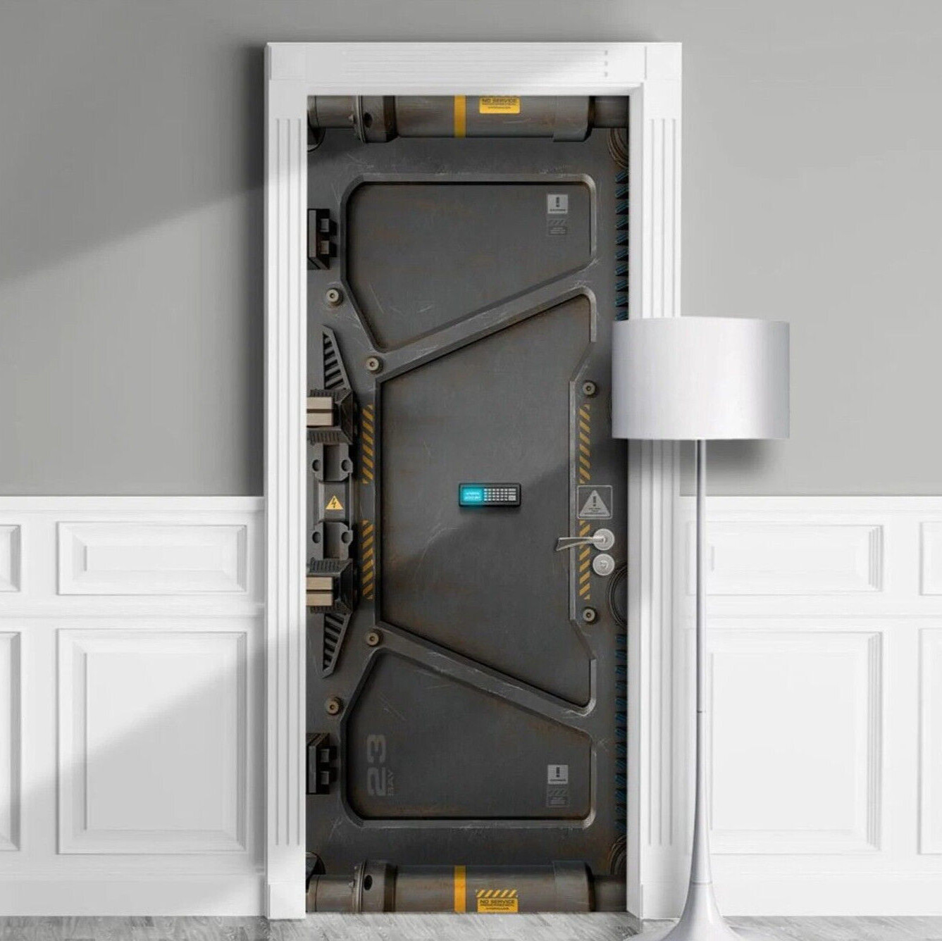 Door Wrap – Futuristic, Sci Fi Gate, Self-adhesive Laminated Mural. 1 piece