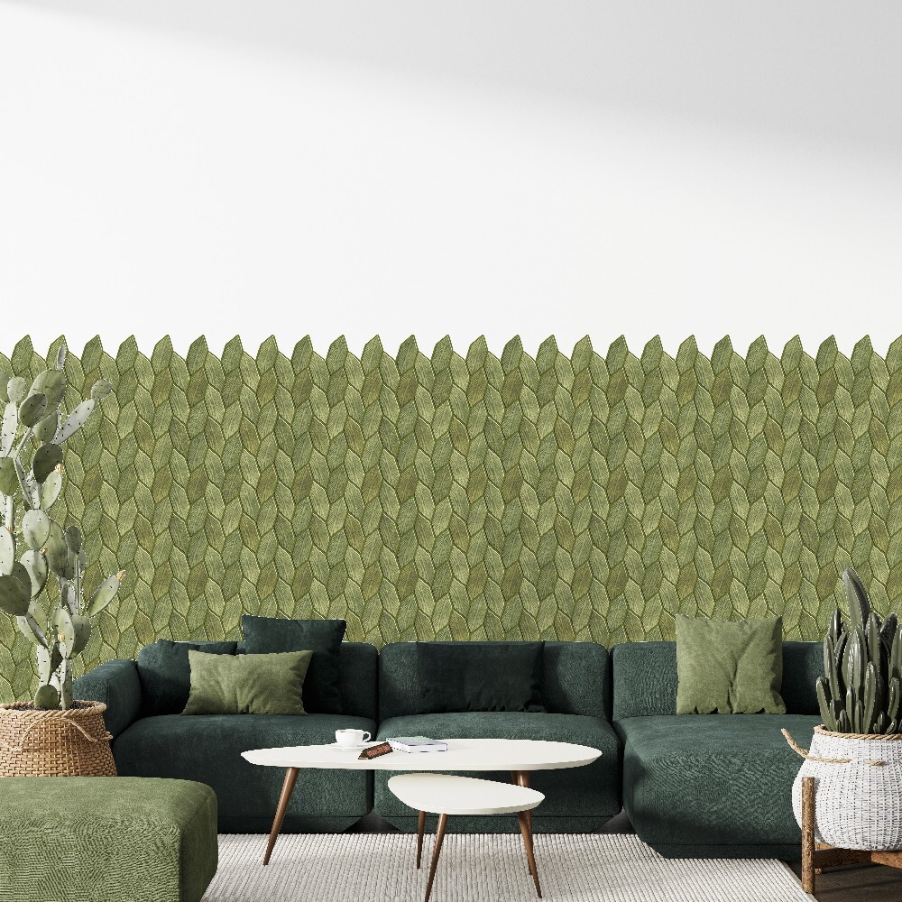 3D Petal Peel and Stick Tiles for Wall Beige and Light Olive Green Stick on Tile