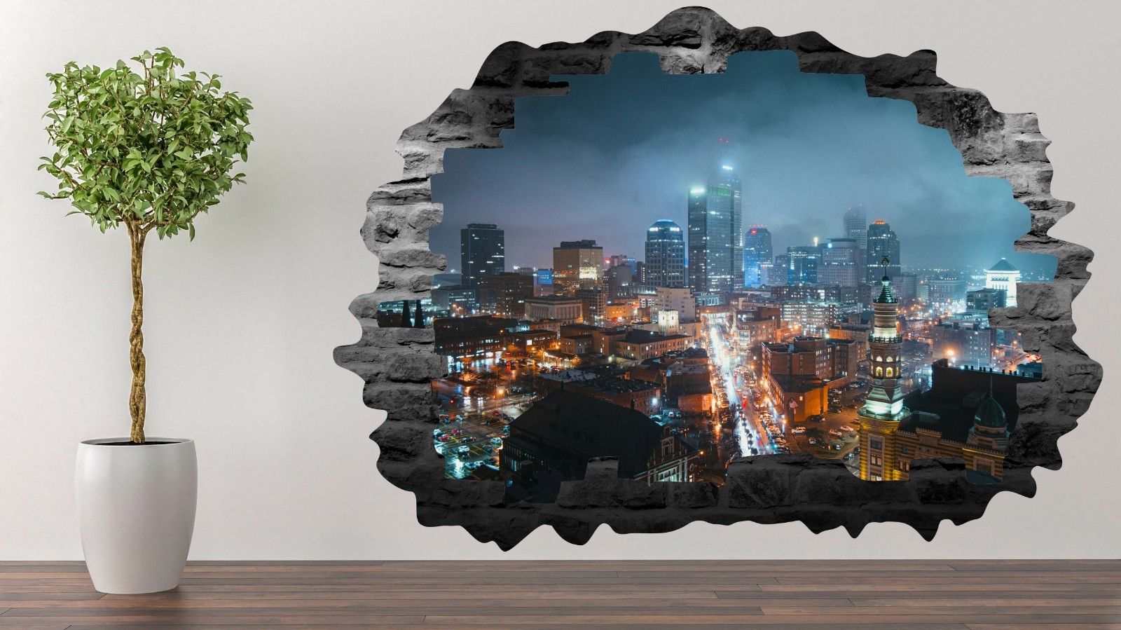 Indianapolis Skyline Wall Decal STICKER MURAL VINYL 3D City View for Home M-16