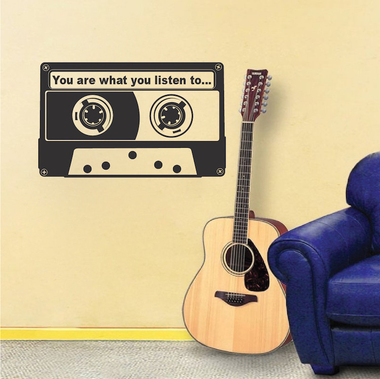 Custom Tape Wall Decal Music Wallpaper Mural Old Cassette Removable Design, b10