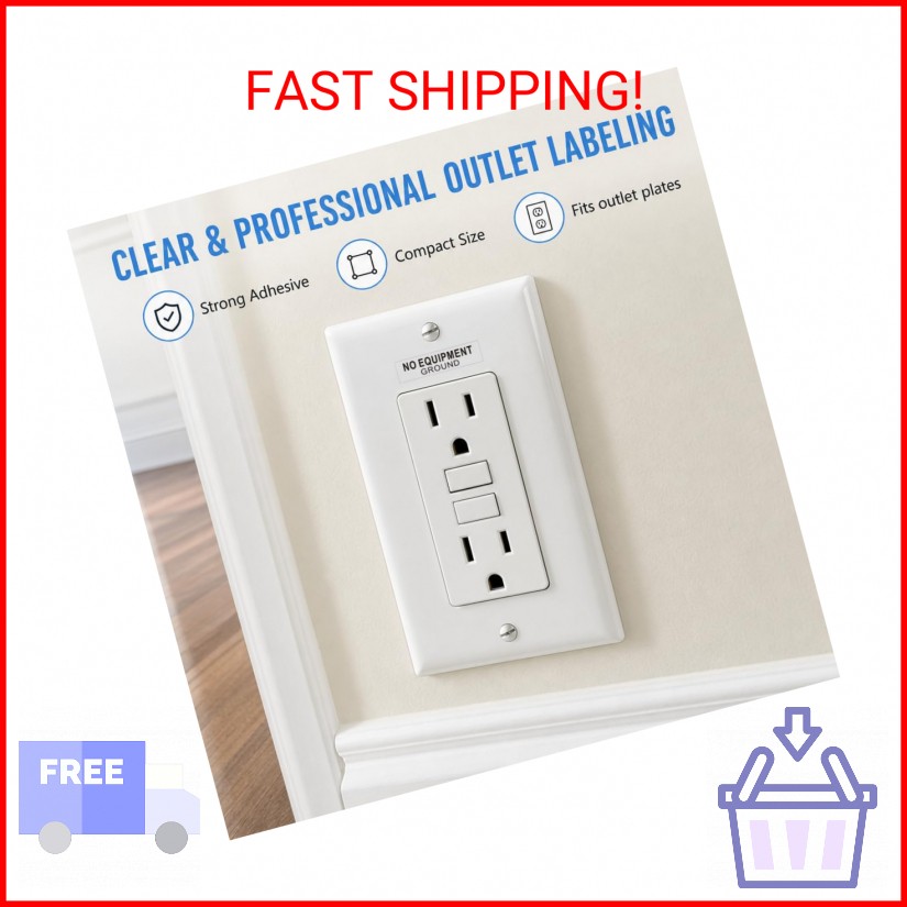 96Pcs NO Equipment Ground Protected Outlet Receptacle Stickers, Small 0.25 x 1.0