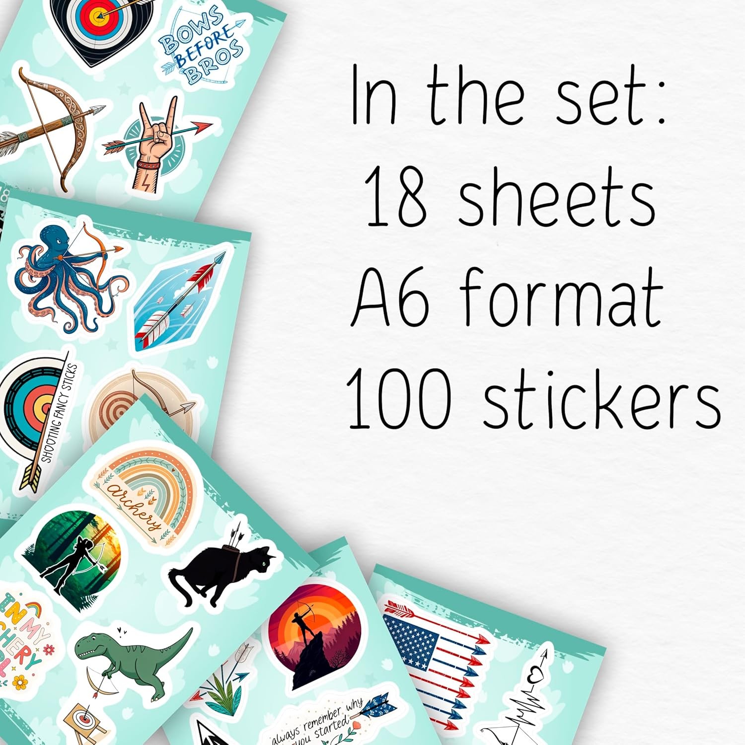 100Pcs Archery Stickers and Decals for Bow Case, Arrow Stickers – Archery Party