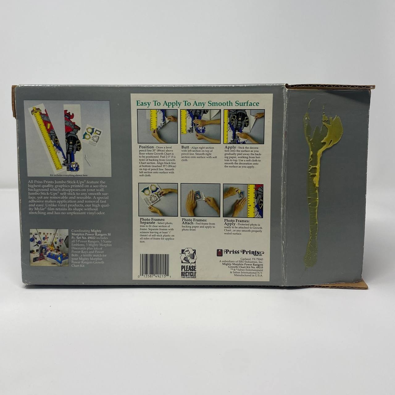 RARE VINTAGE – 1994 MIGHTY MORPHING POWER RANGERS JUMBO STICK-UPS GROWTH CHART