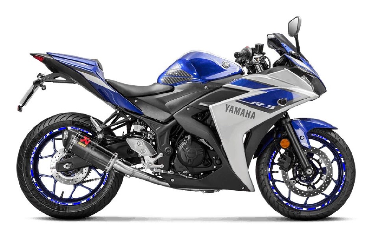 WHITE BLUE GP STYLE CUSTOM RIM STRIPES WHEEL DECALS TAPE STICKERS YAMAHA YZF R3