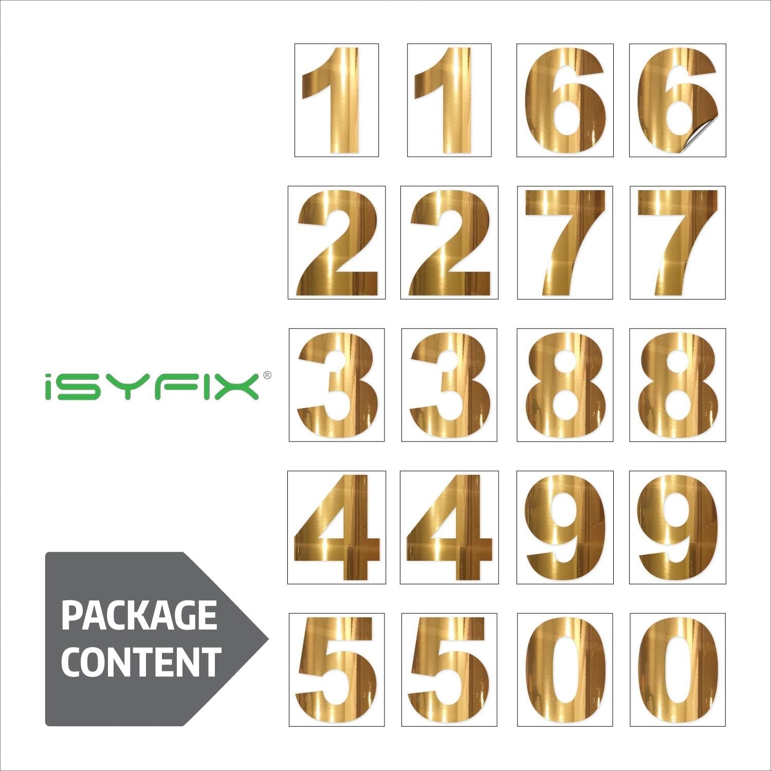 Self-Adhesive Gold Chrome Number Stickers – 20-Piece Set for Home or Business